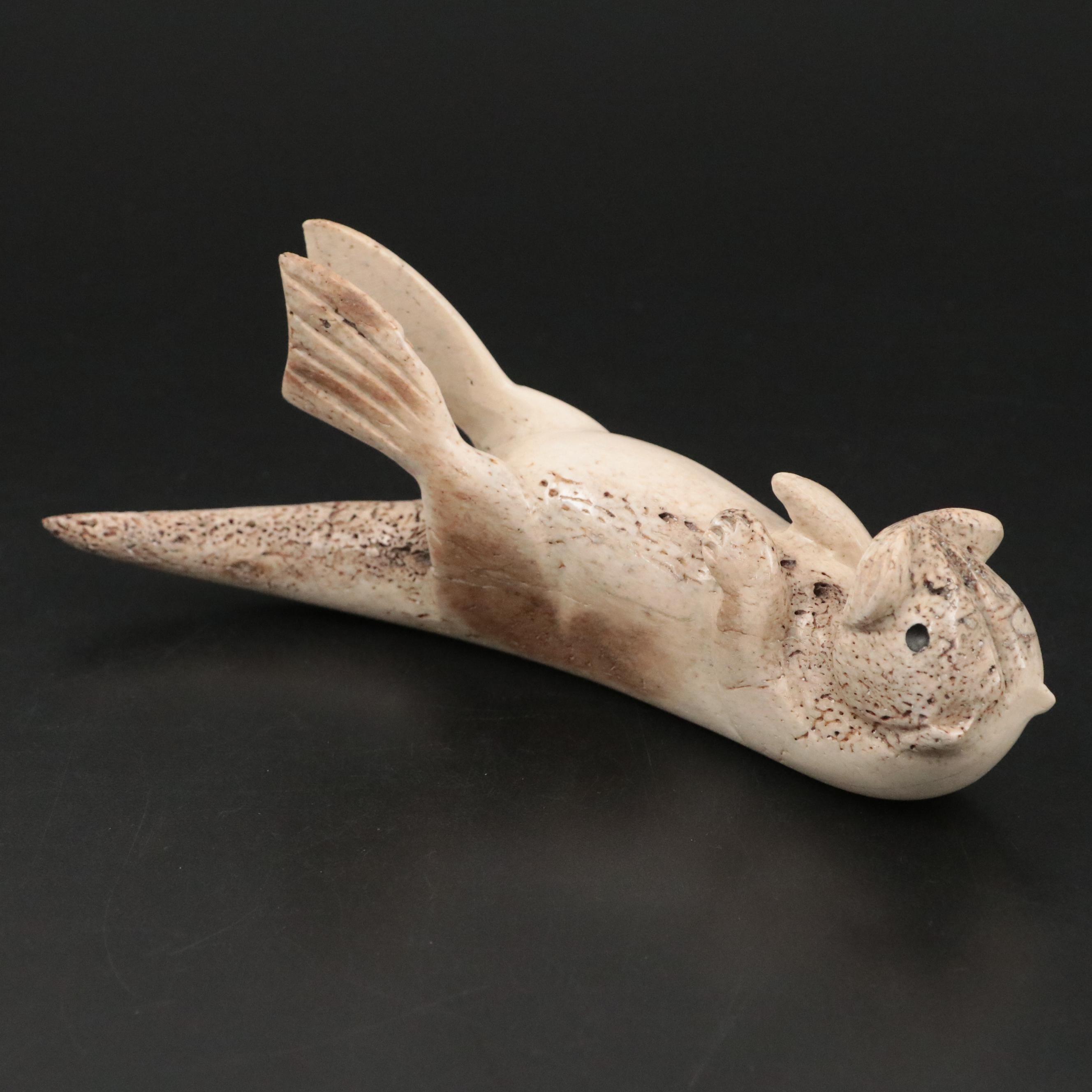 Chupak Carved Whale Bone Otter Figurine