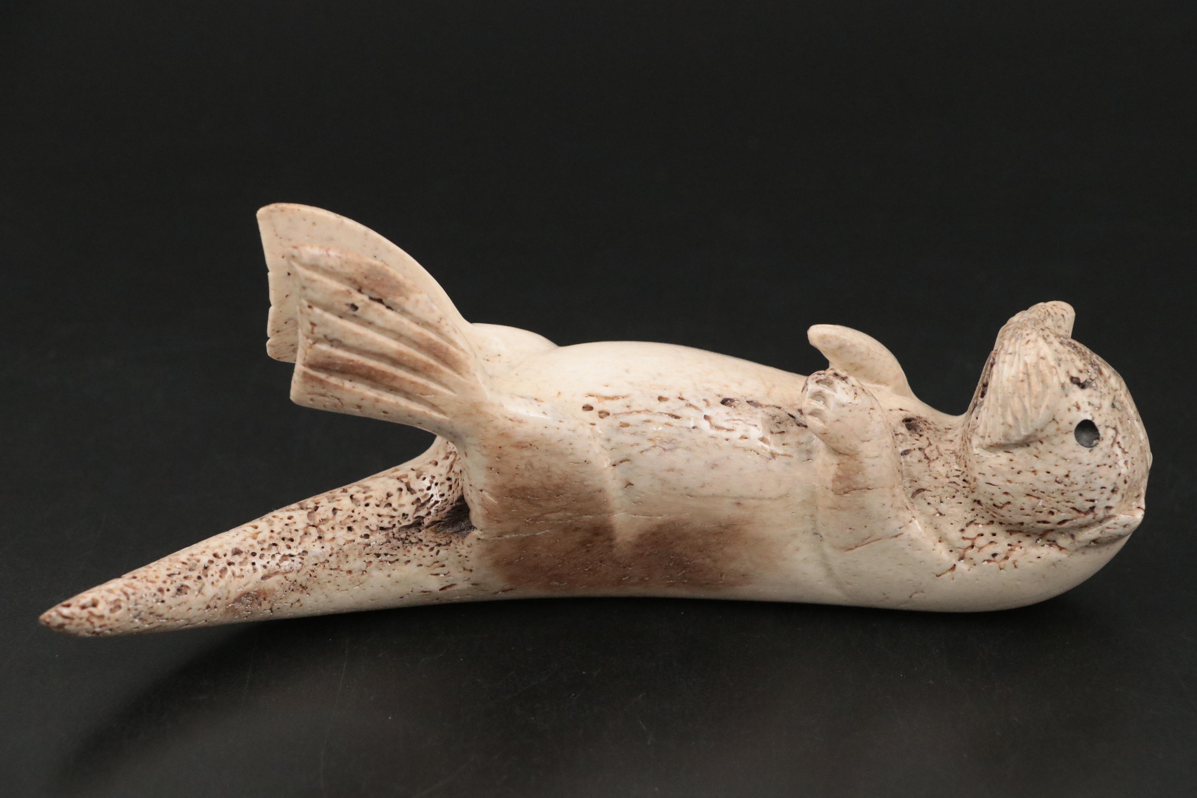 Chupak Carved Whale Bone Otter Figurine