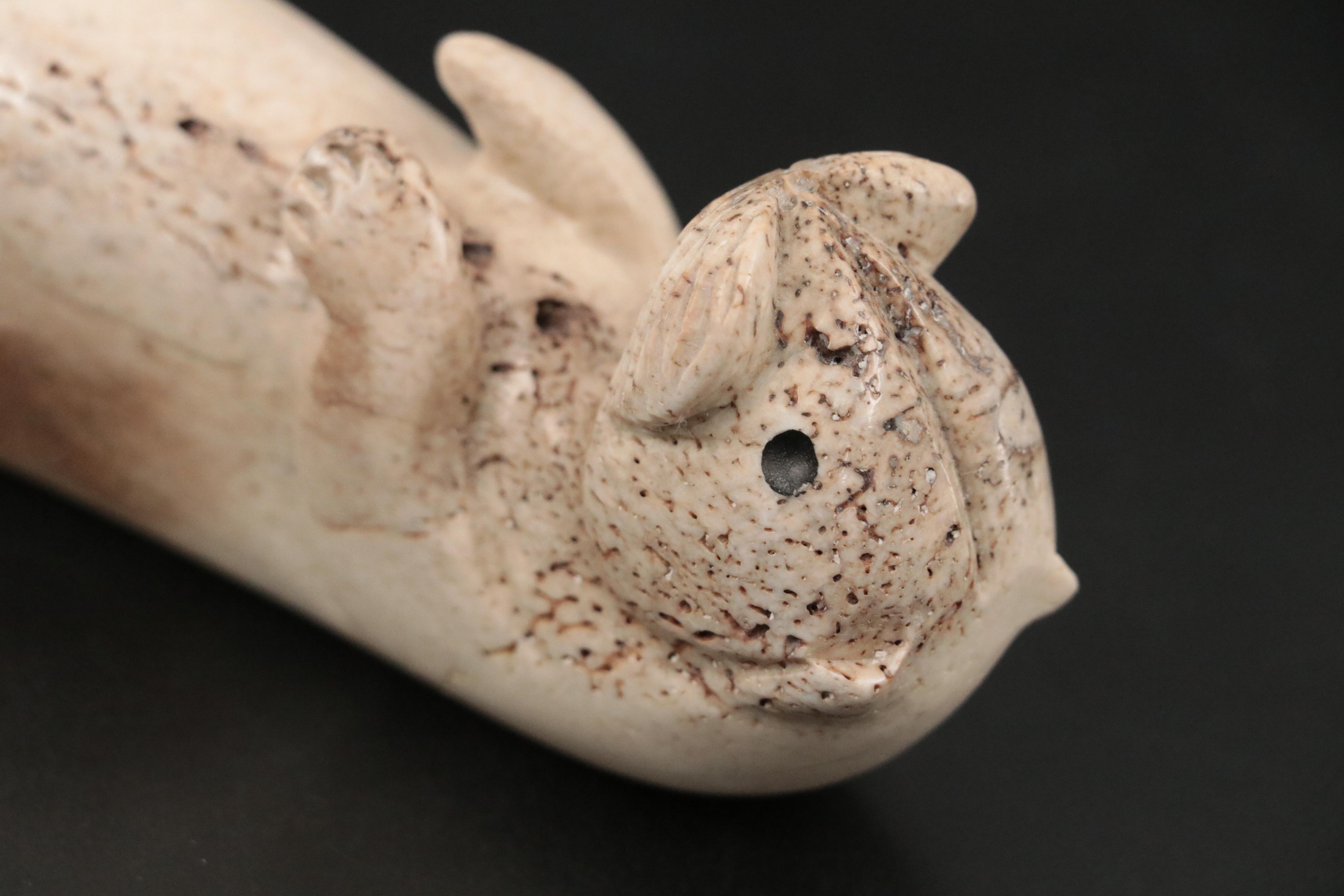 Chupak Carved Whale Bone Otter Figurine