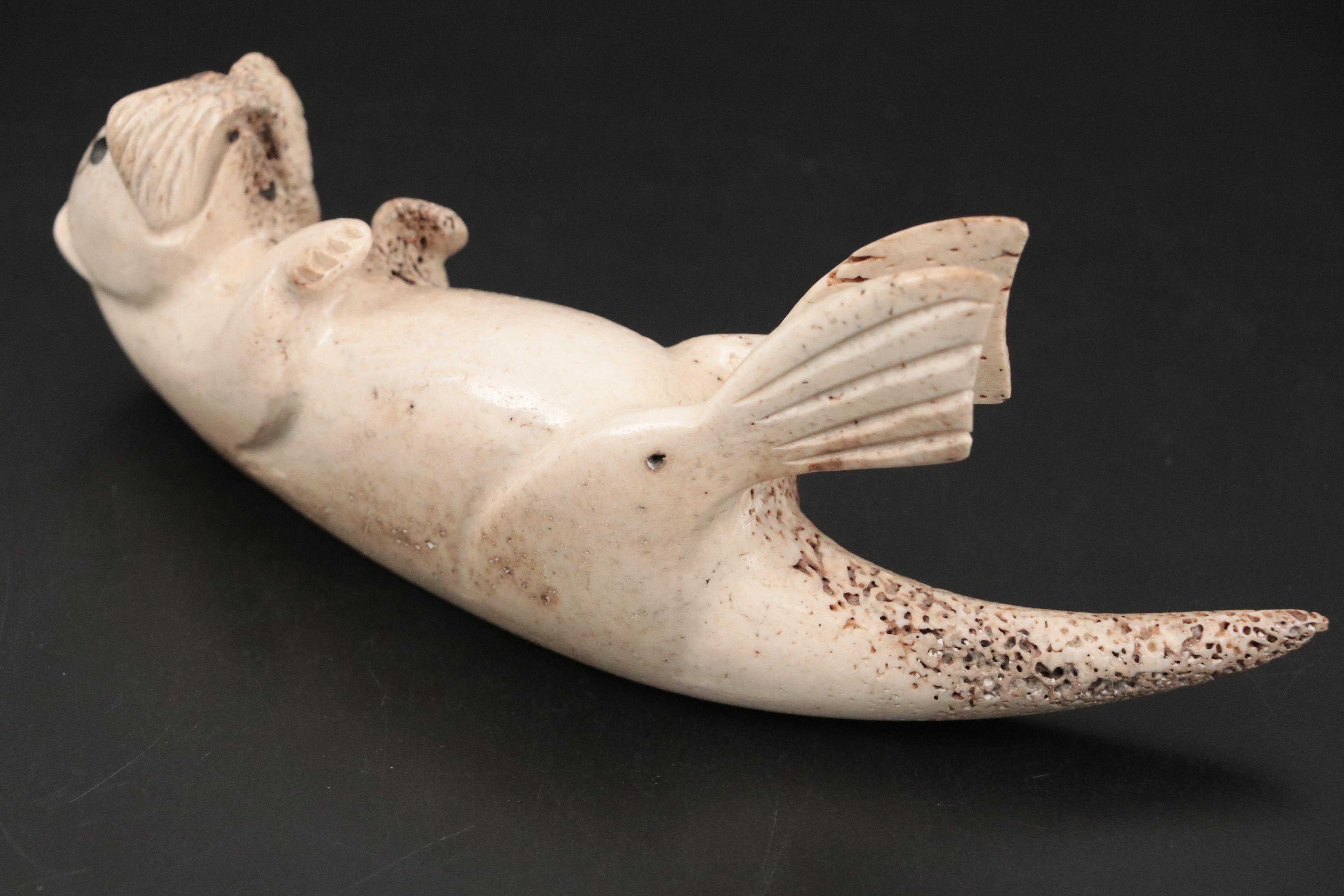 Chupak Carved Whale Bone Otter Figurine