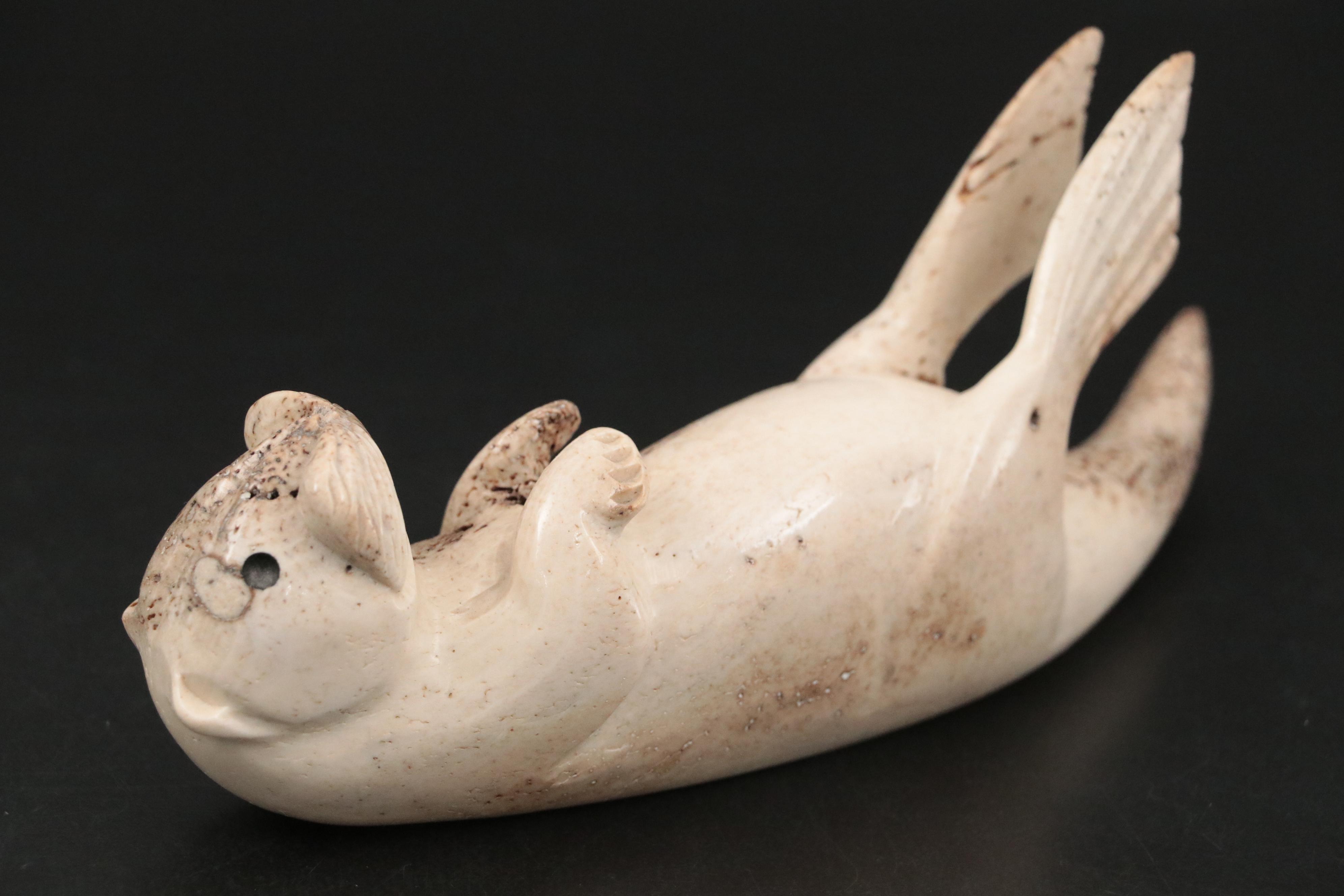 Chupak Carved Whale Bone Otter Figurine