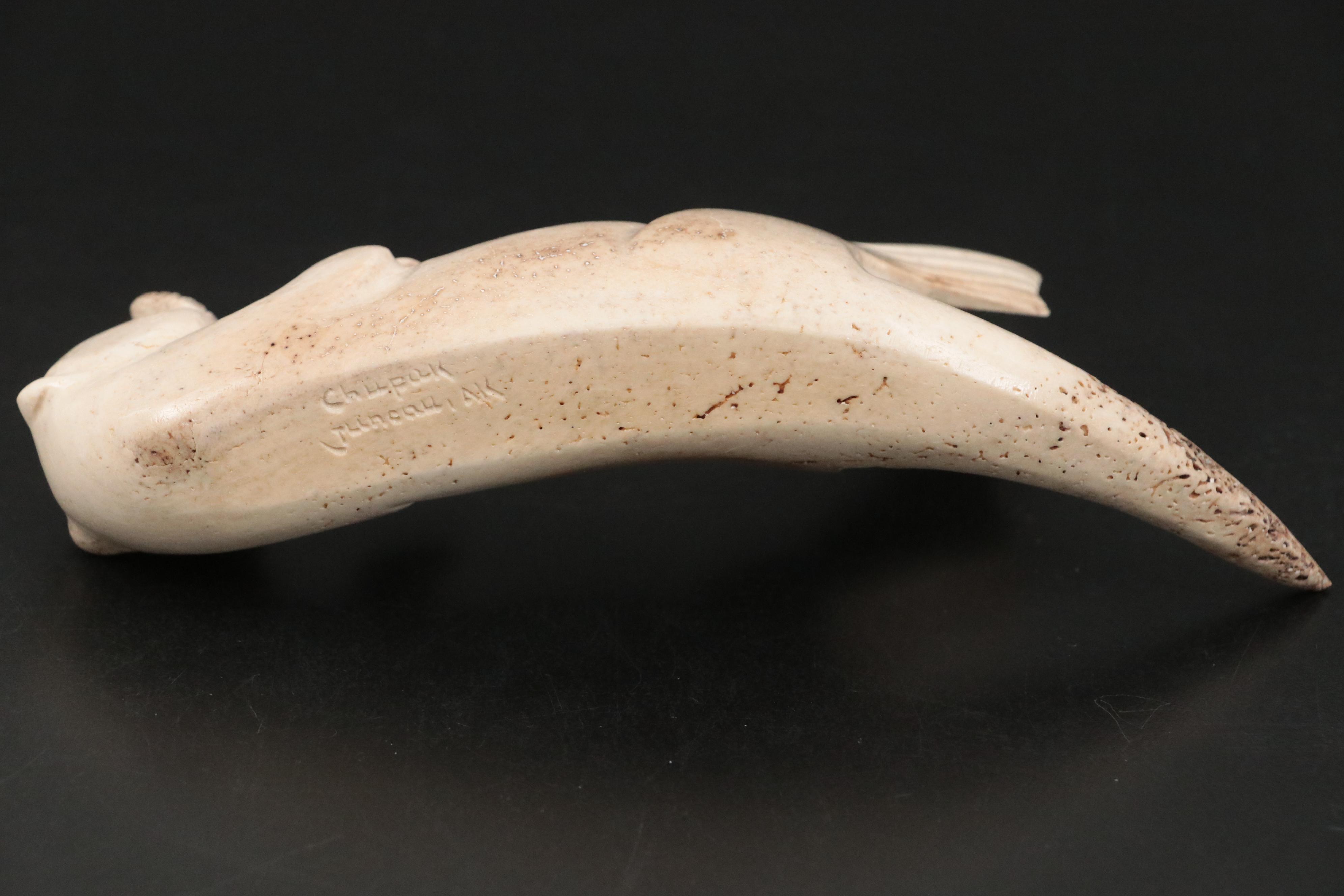 Chupak Carved Whale Bone Otter Figurine