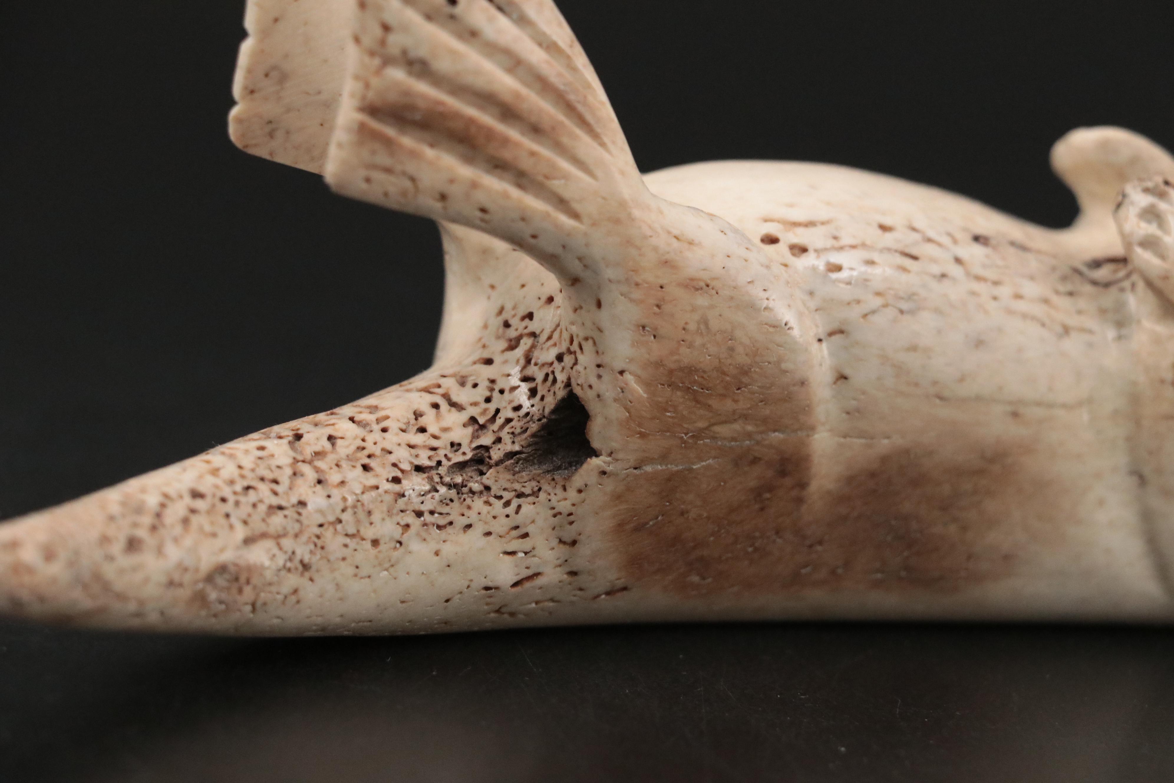 Chupak Carved Whale Bone Otter Figurine