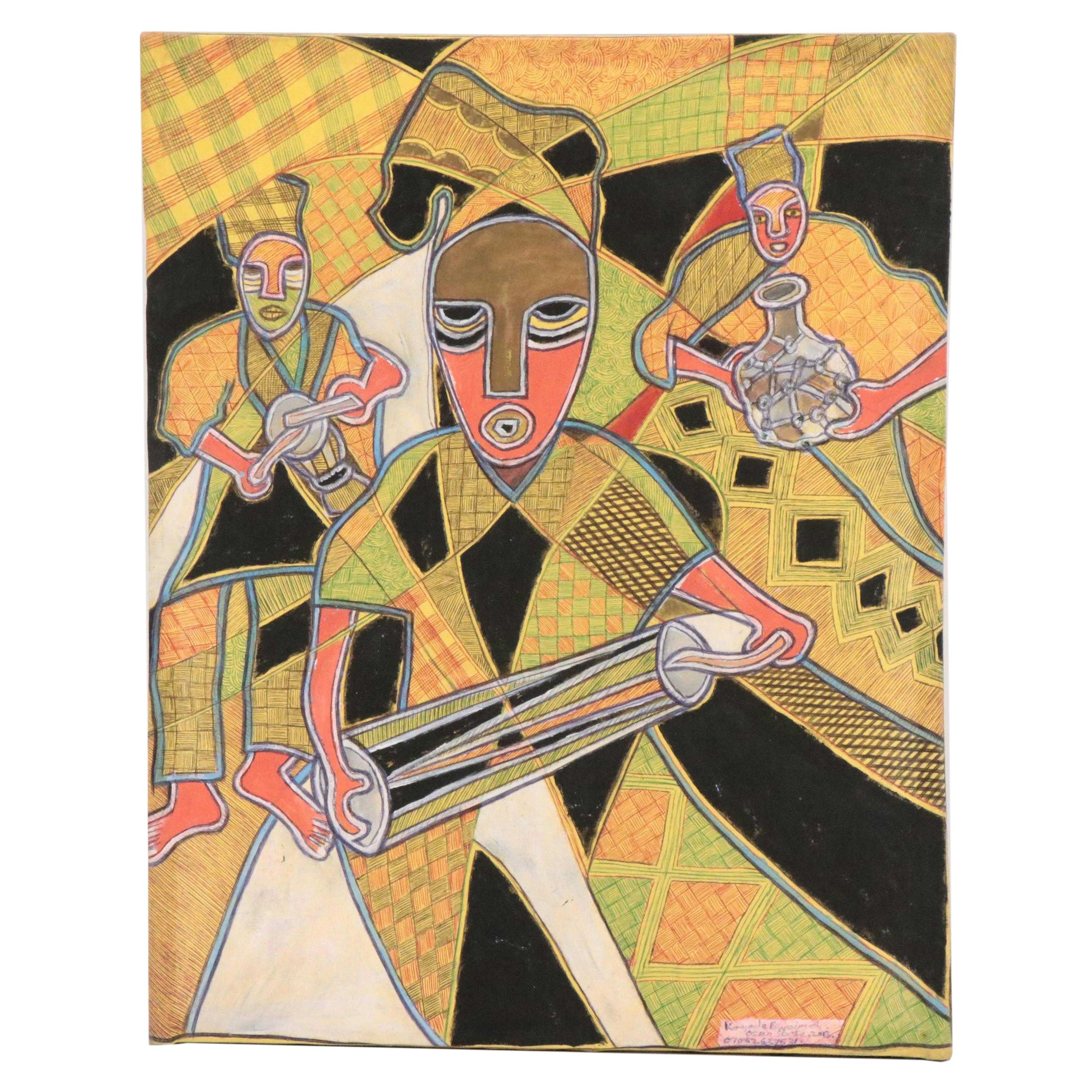 Kayode Buraimoh Abstract Figurative Mixed Media Painting, 2013