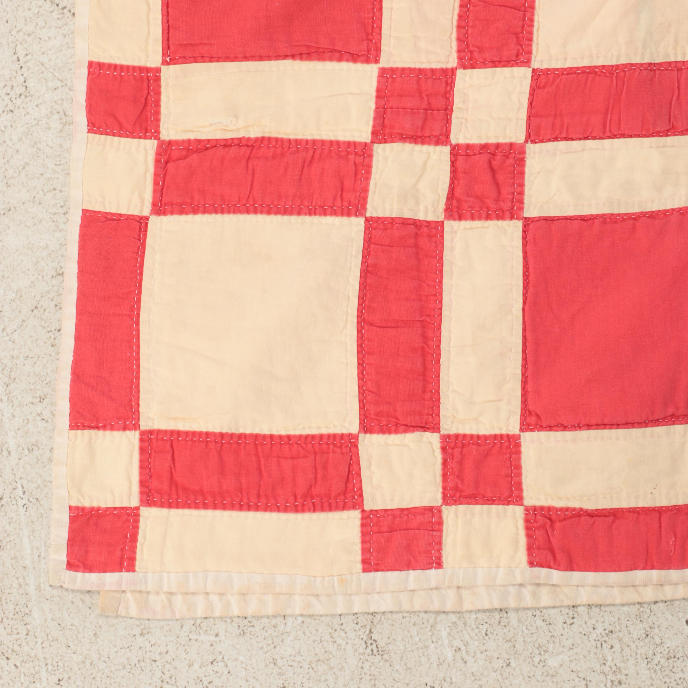 Handmade "Jacob's Ladder" Pieced Quilt Top with "Churn Dash" and Other Quilt