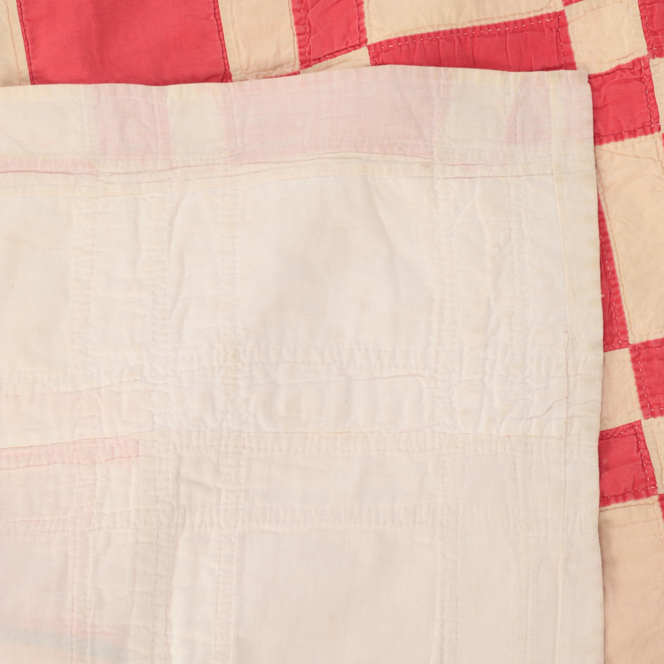 Handmade "Jacob's Ladder" Pieced Quilt Top with "Churn Dash" and Other Quilt