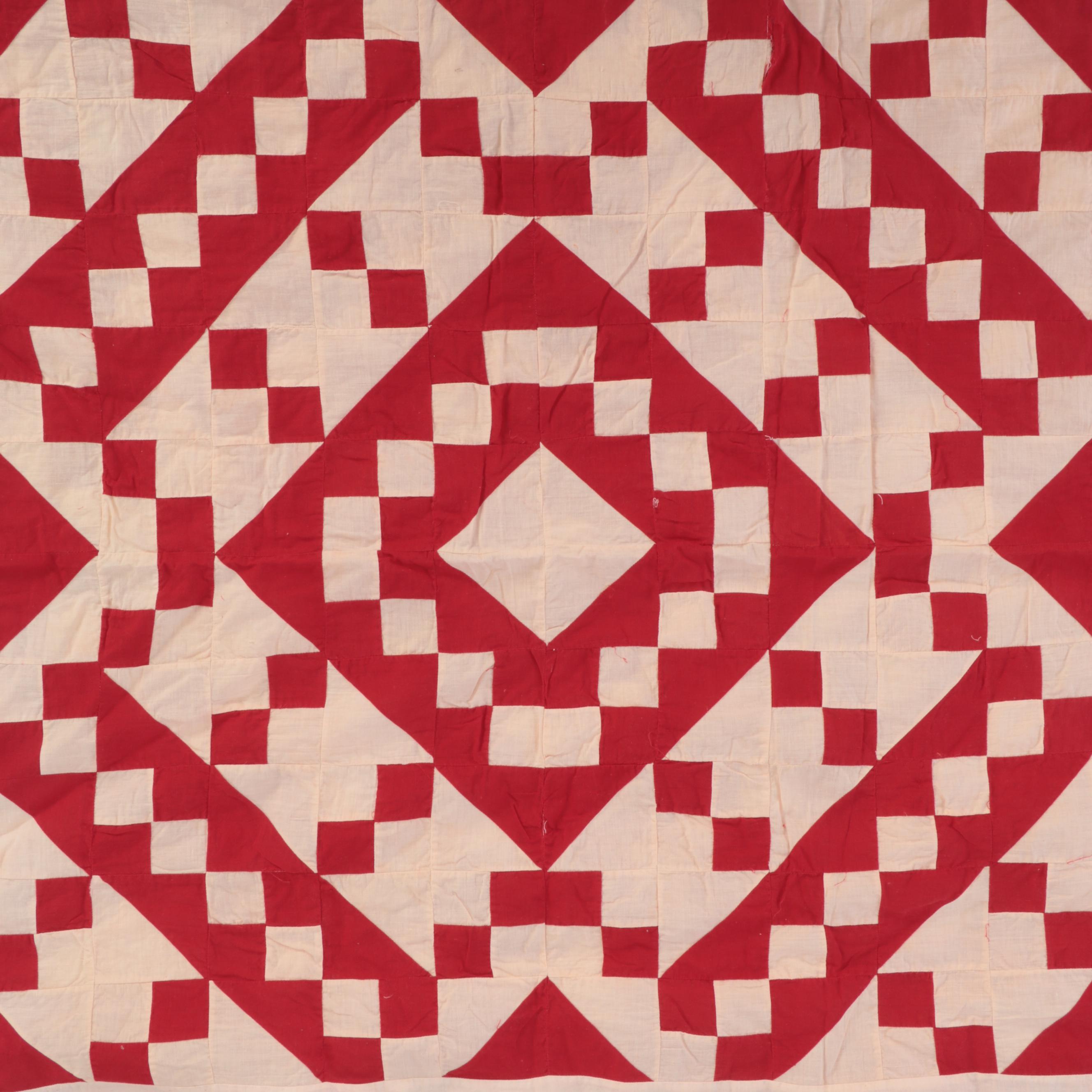 Handmade "Jacob's Ladder" Pieced Quilt Top with "Churn Dash" and Other Quilt