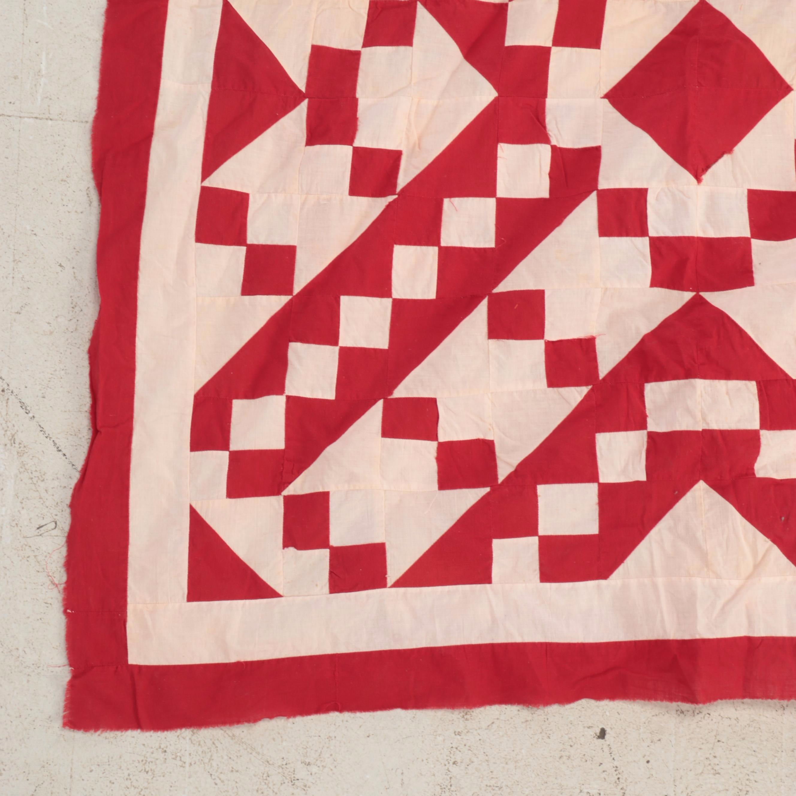 Handmade "Jacob's Ladder" Pieced Quilt Top with "Churn Dash" and Other Quilt