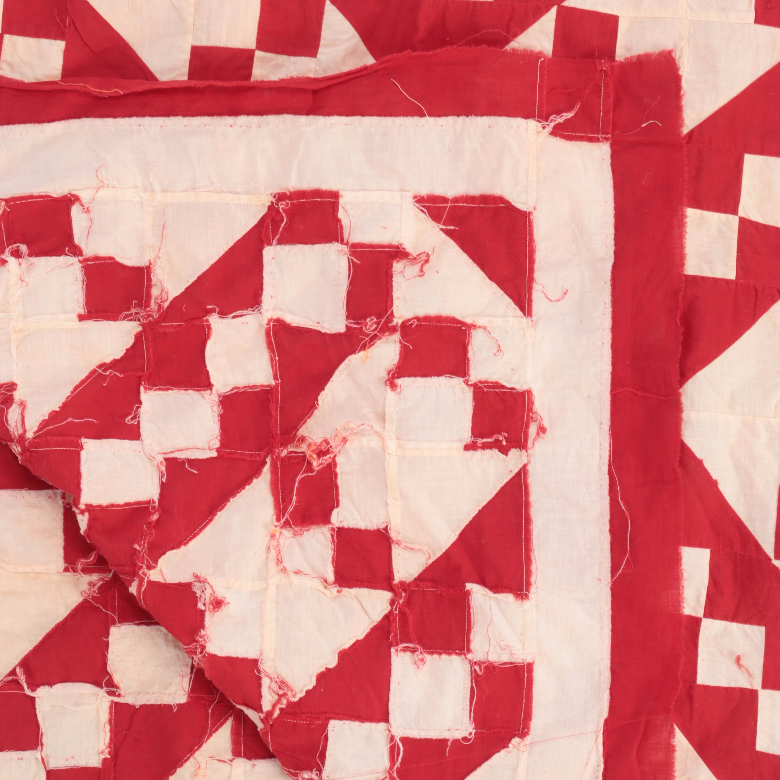 Handmade "Jacob's Ladder" Pieced Quilt Top with "Churn Dash" and Other Quilt