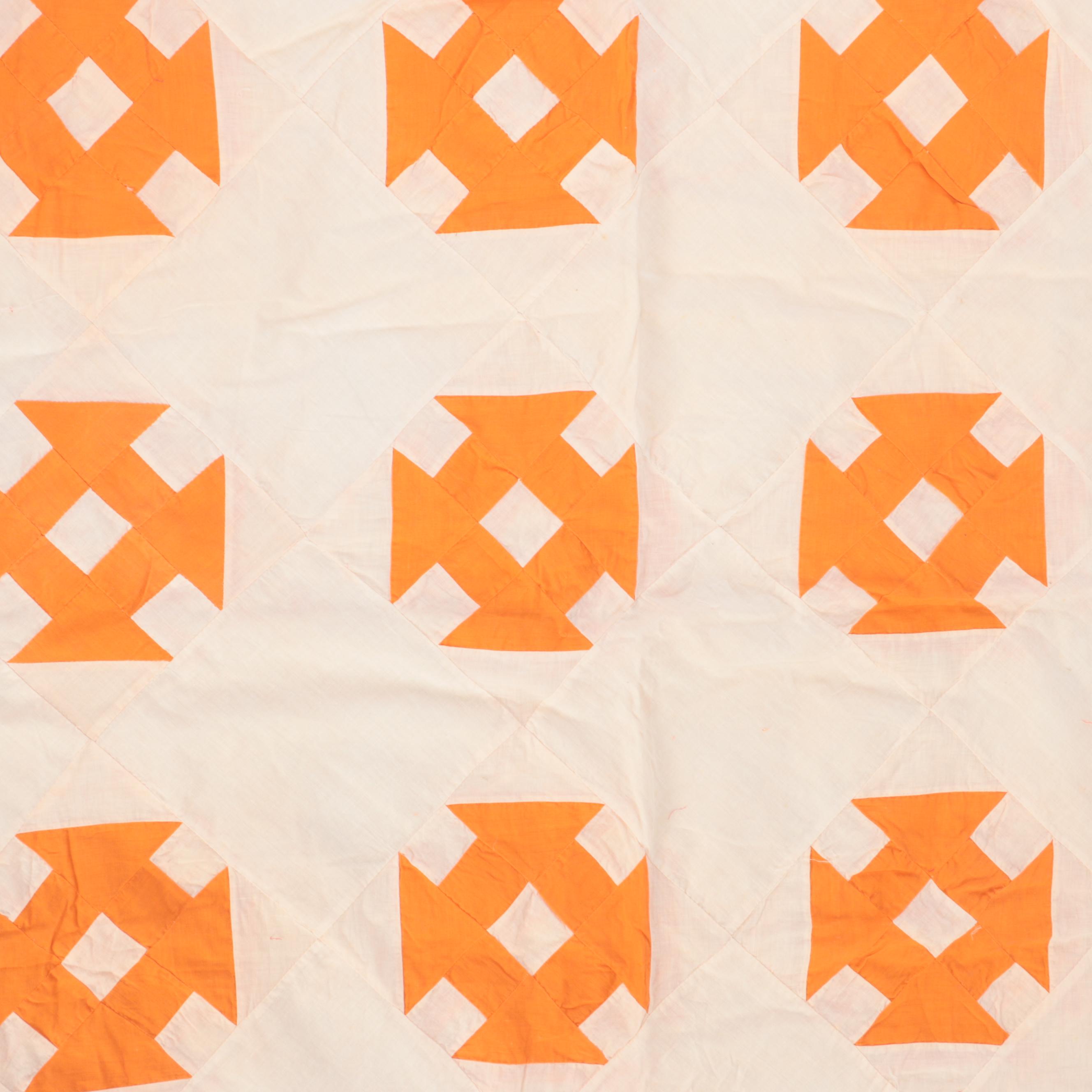 Handmade "Jacob's Ladder" Pieced Quilt Top with "Churn Dash" and Other Quilt