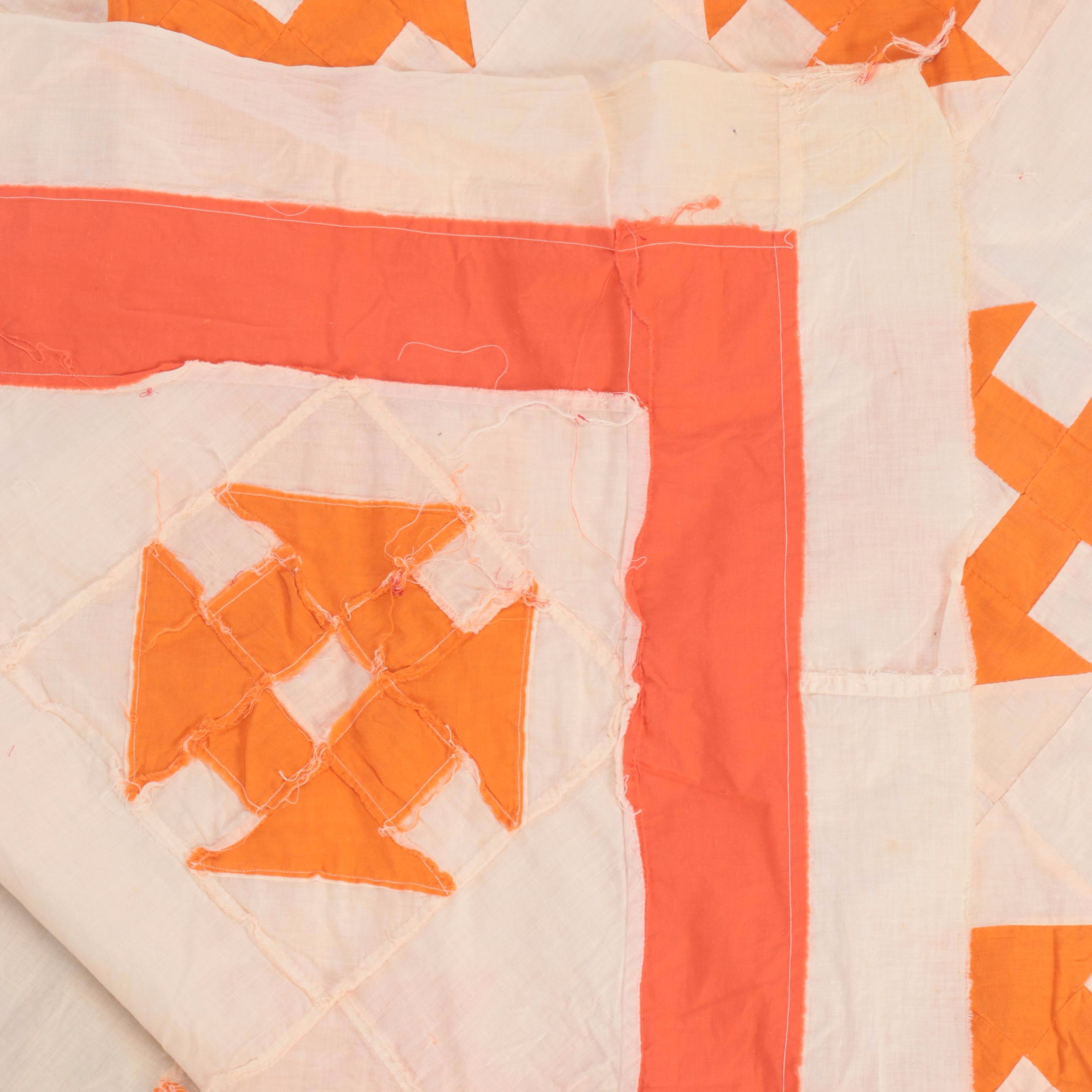 Handmade "Jacob's Ladder" Pieced Quilt Top with "Churn Dash" and Other Quilt