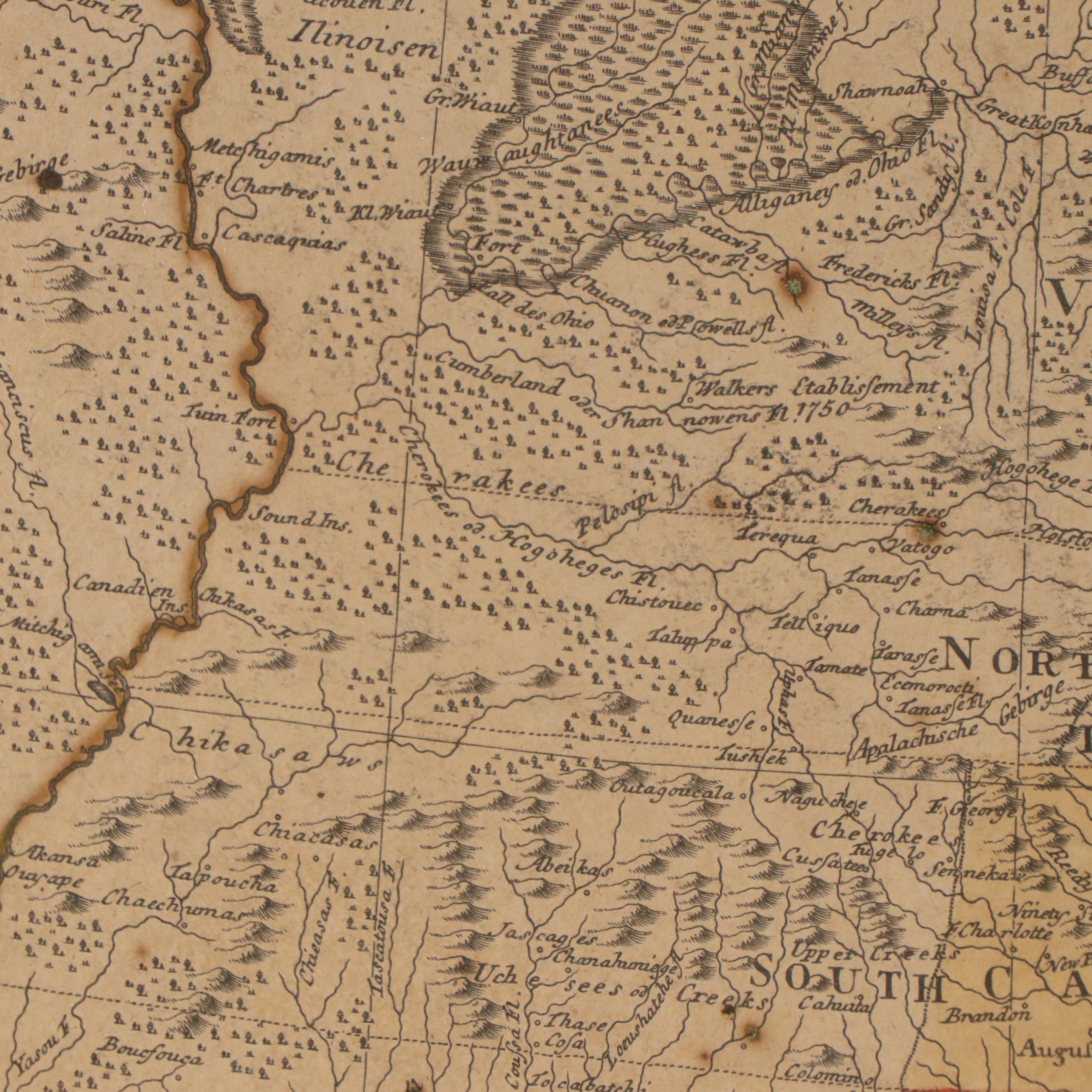 Franz Ludwig Güssefeld Hand-Colored Map Engraving of 13 United States, 1784