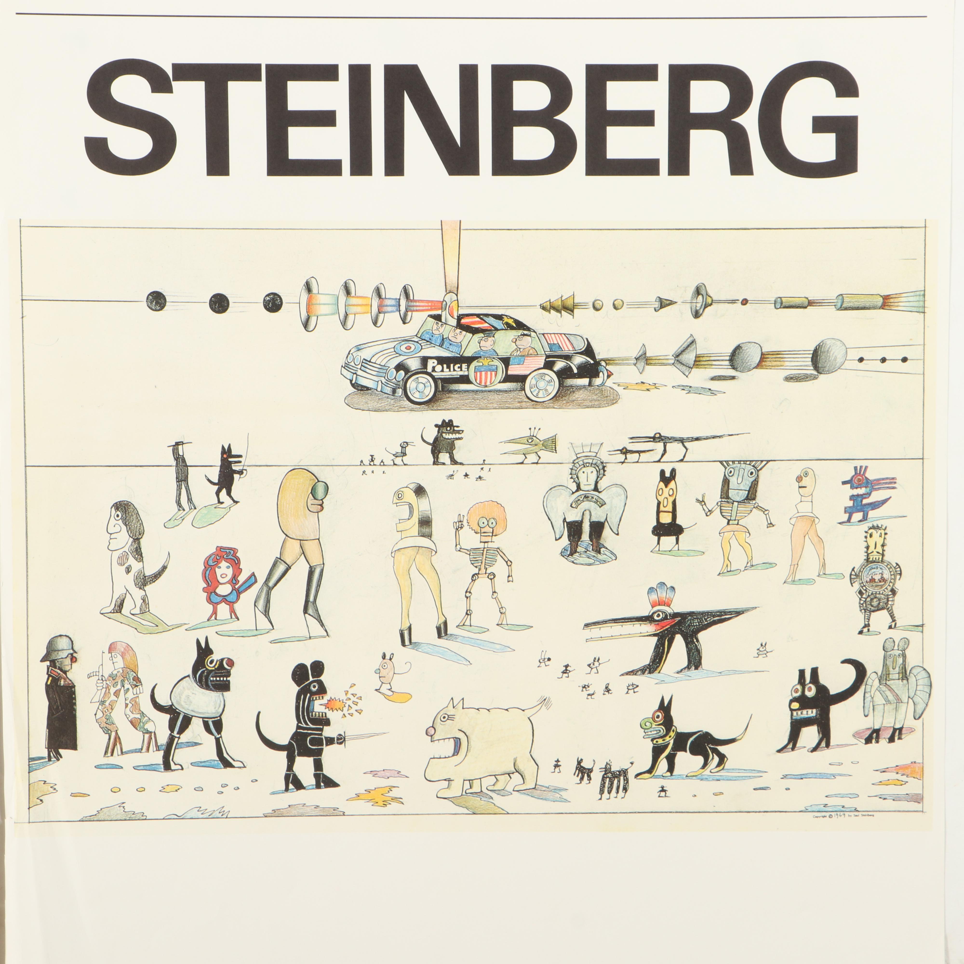 Saul Steinberg Galerie Maeght Exhibition Posters, 1970s