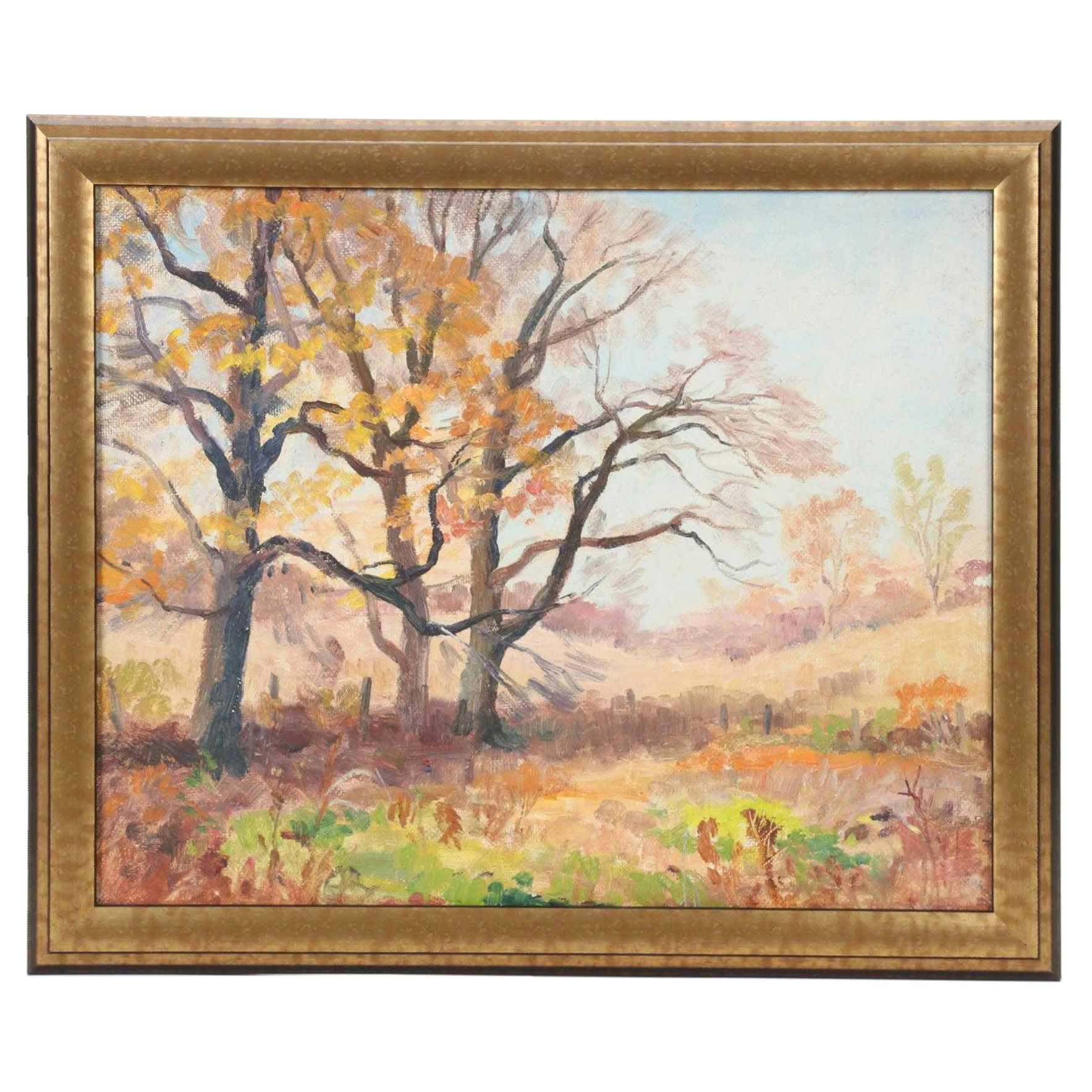 Charles P. Zollars Wooded Landscape Oil Painting, Mid 20th Century