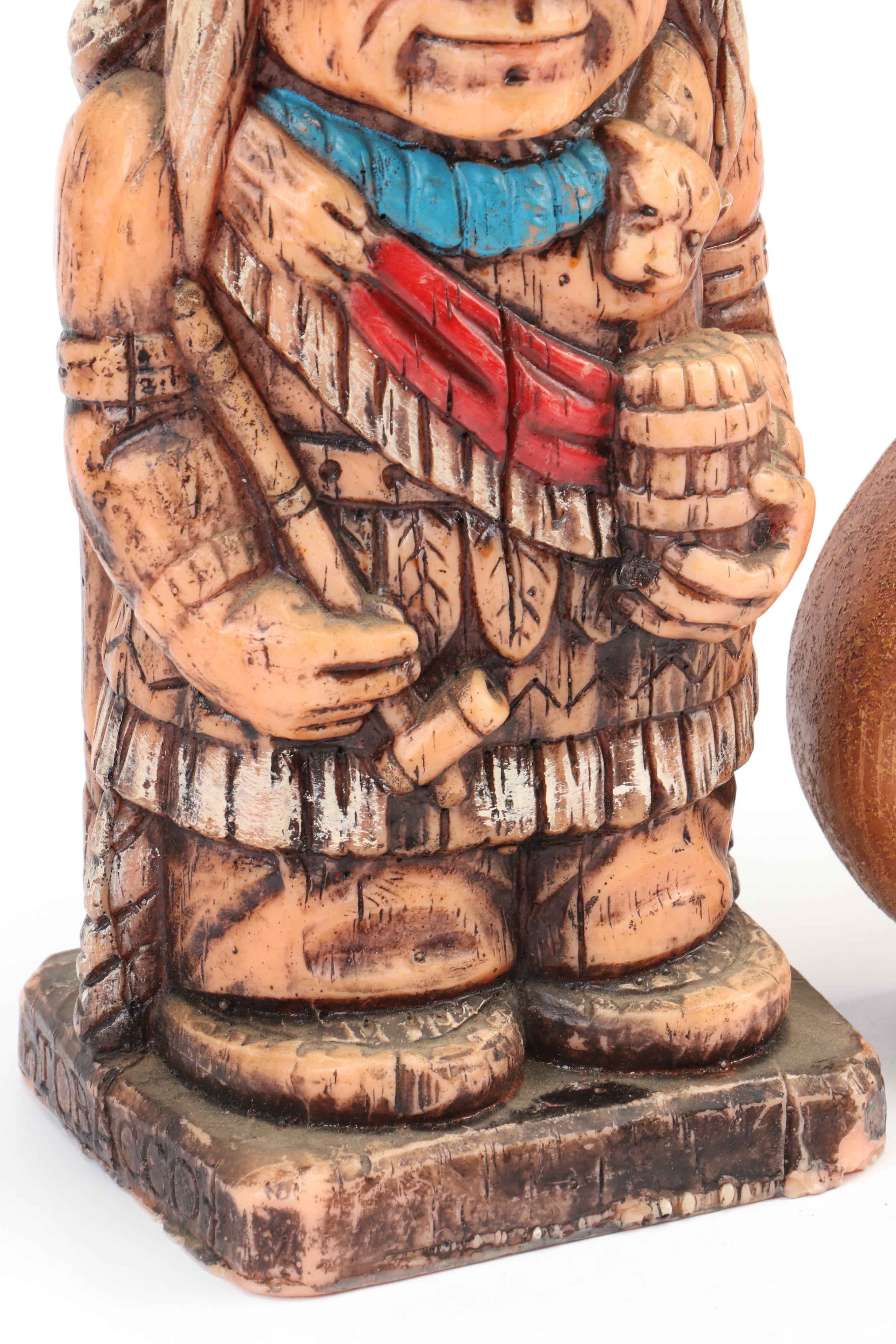 Wood N Wax Native American Candle with Illuminated Angel and Gourd Figurine