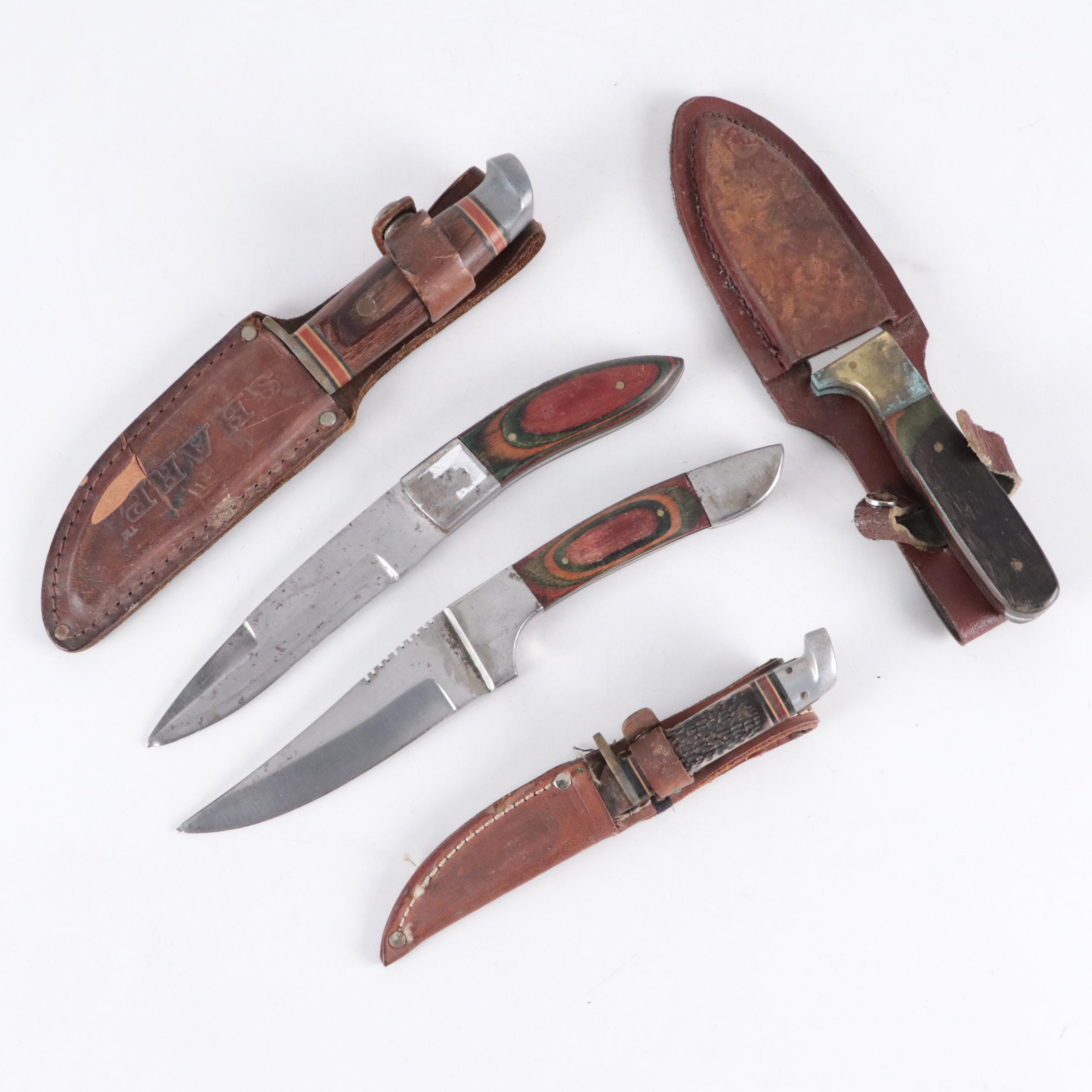 Wooden and Acrylic Handled Fixed Blade Knives
