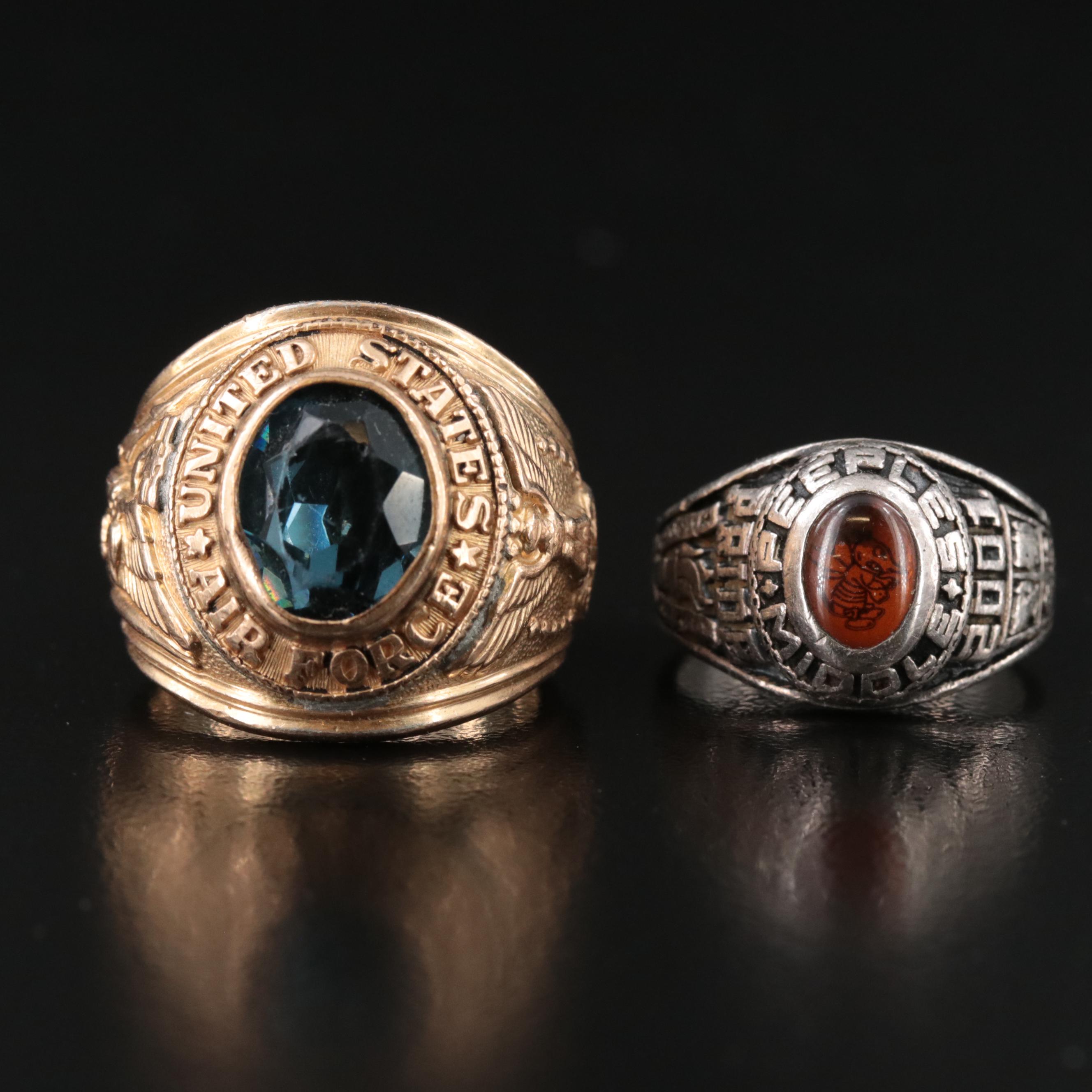 Sterling Class Ring and Gold-Filled Air Force Ring