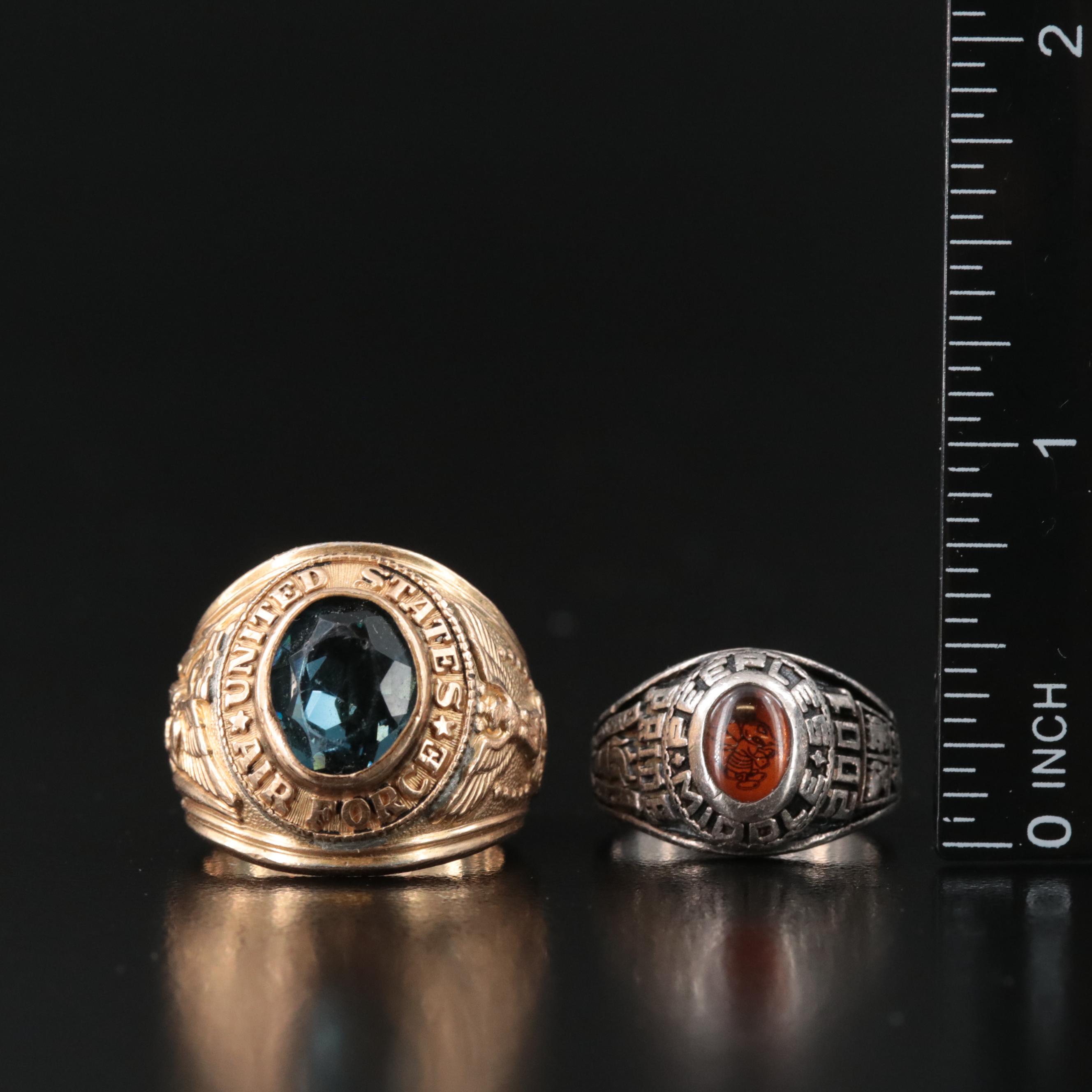 Sterling Class Ring and Gold-Filled Air Force Ring