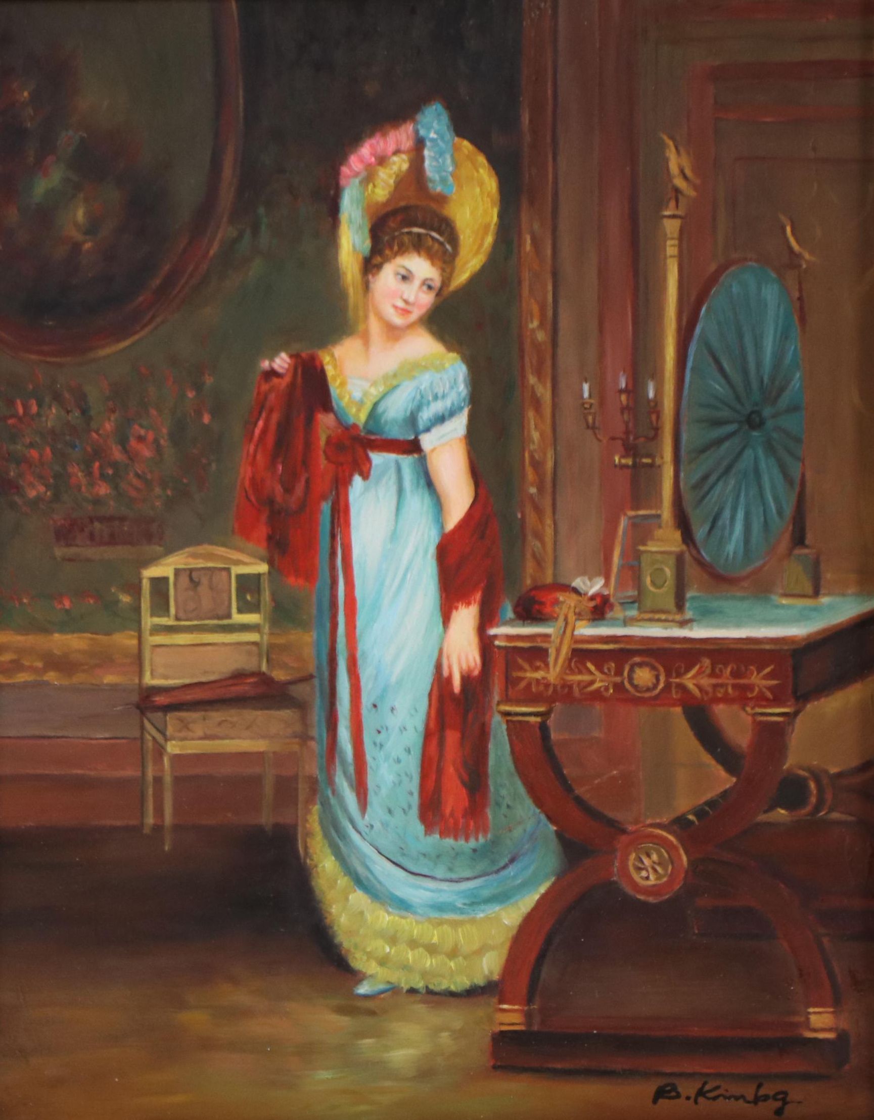 Oil Painting After Louis-Emile Adan "The New Shawl"