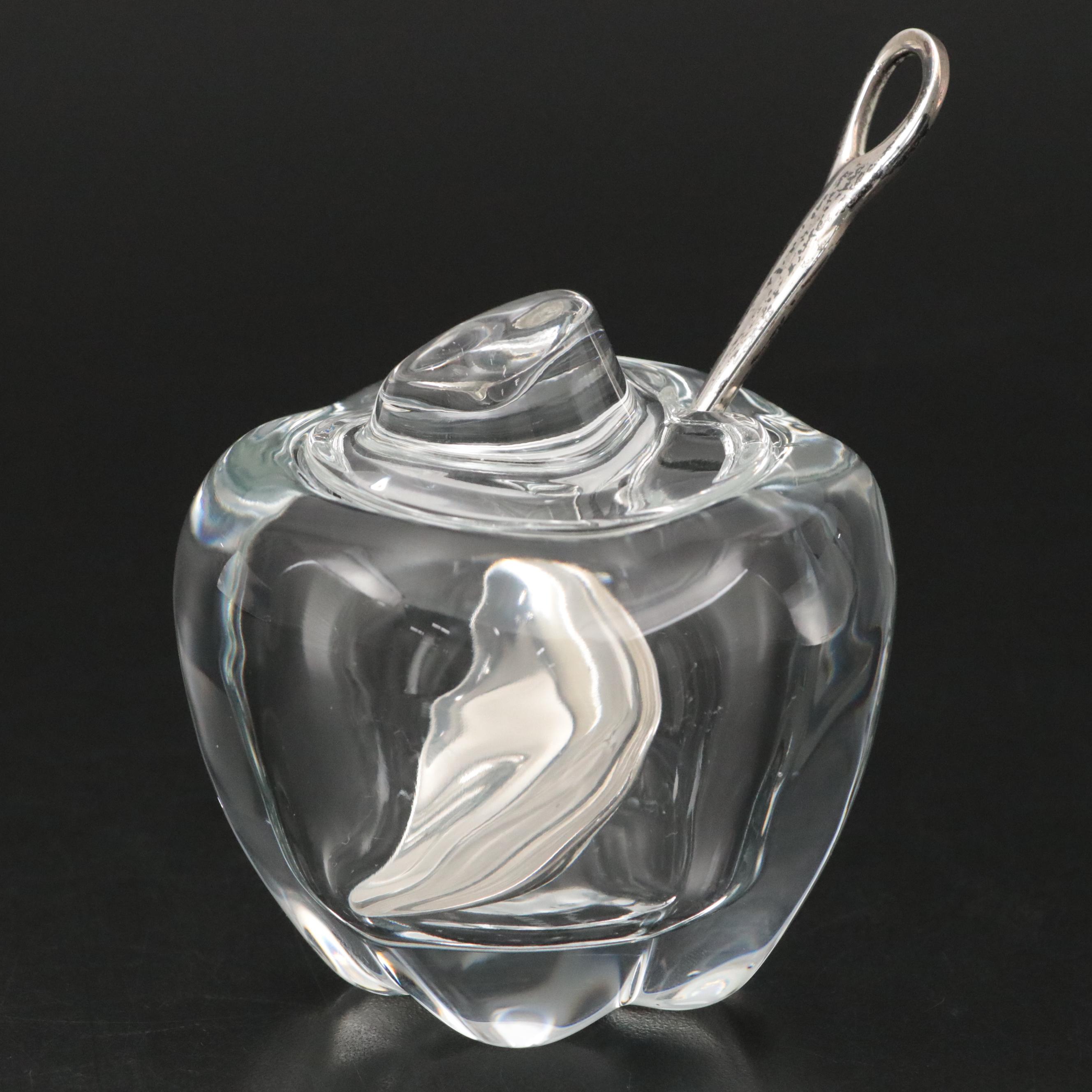 Elsa Peretti for Tiffany & Co. "Apple" Crystal Jar and "Padova" Sterling Spoon