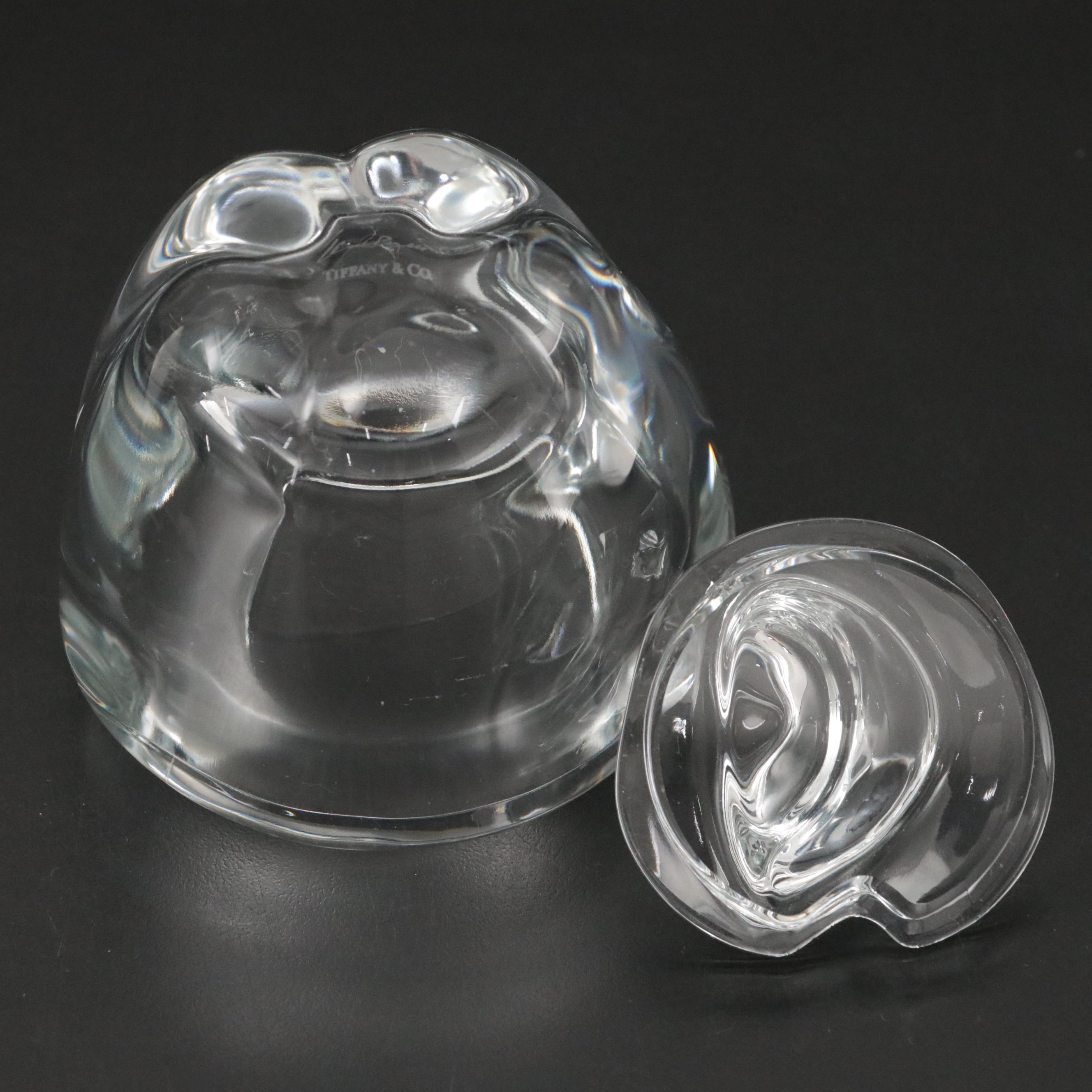 Elsa Peretti for Tiffany & Co. "Apple" Crystal Jar and "Padova" Sterling Spoon