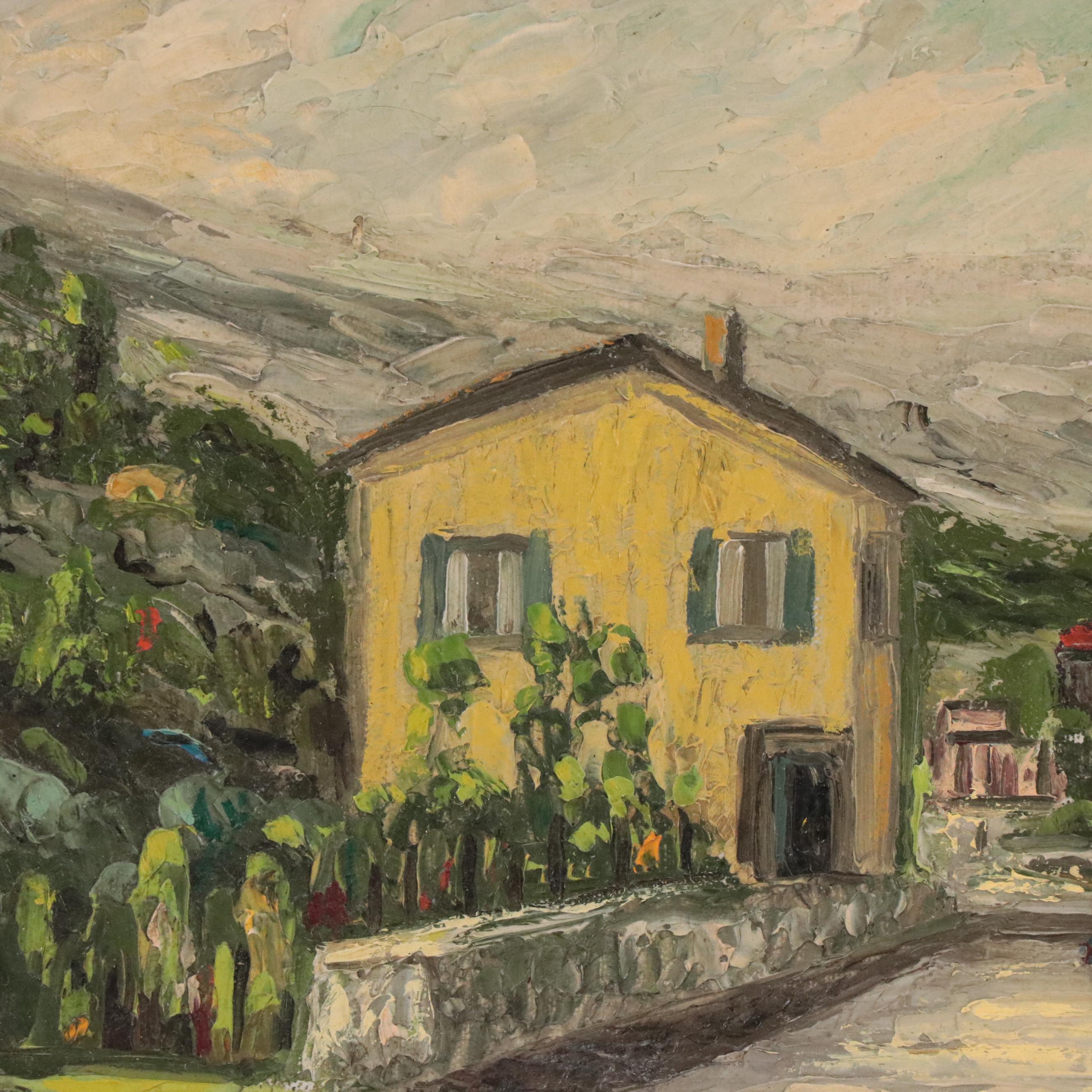 John C. Gallagher Countryside Landscape Oil Painting of Street Scene