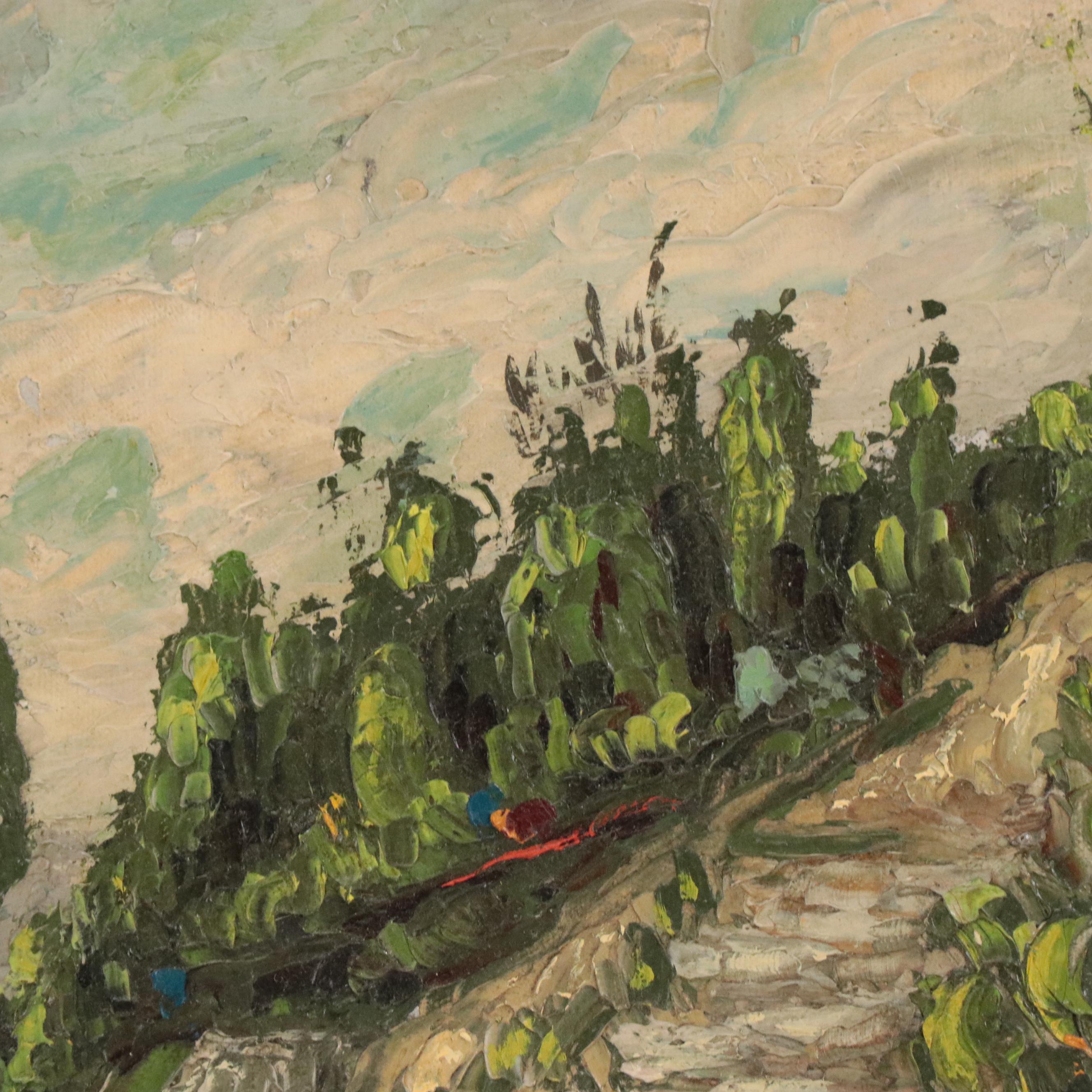 John C. Gallagher Countryside Landscape Oil Painting of Street Scene