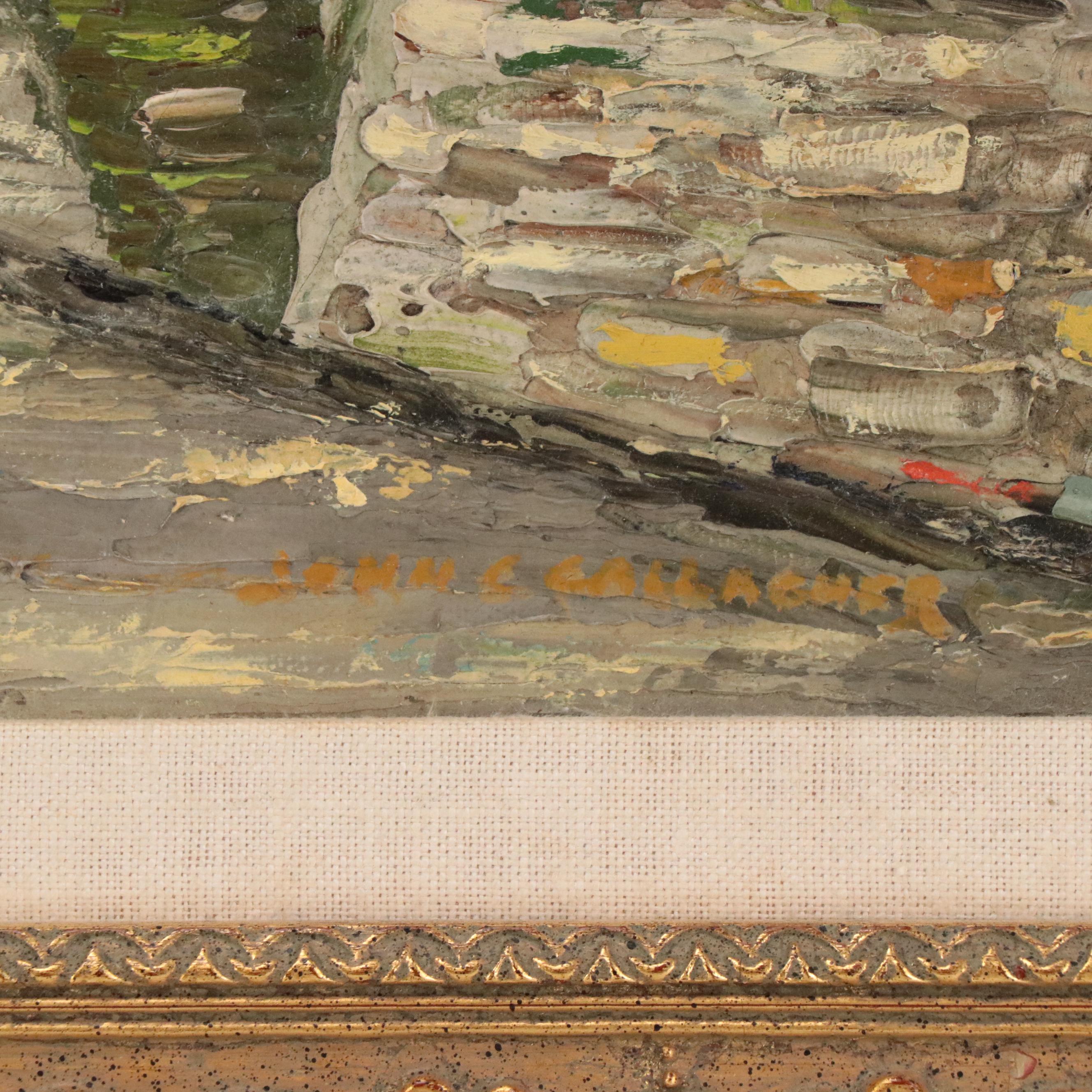 John C. Gallagher Countryside Landscape Oil Painting of Street Scene