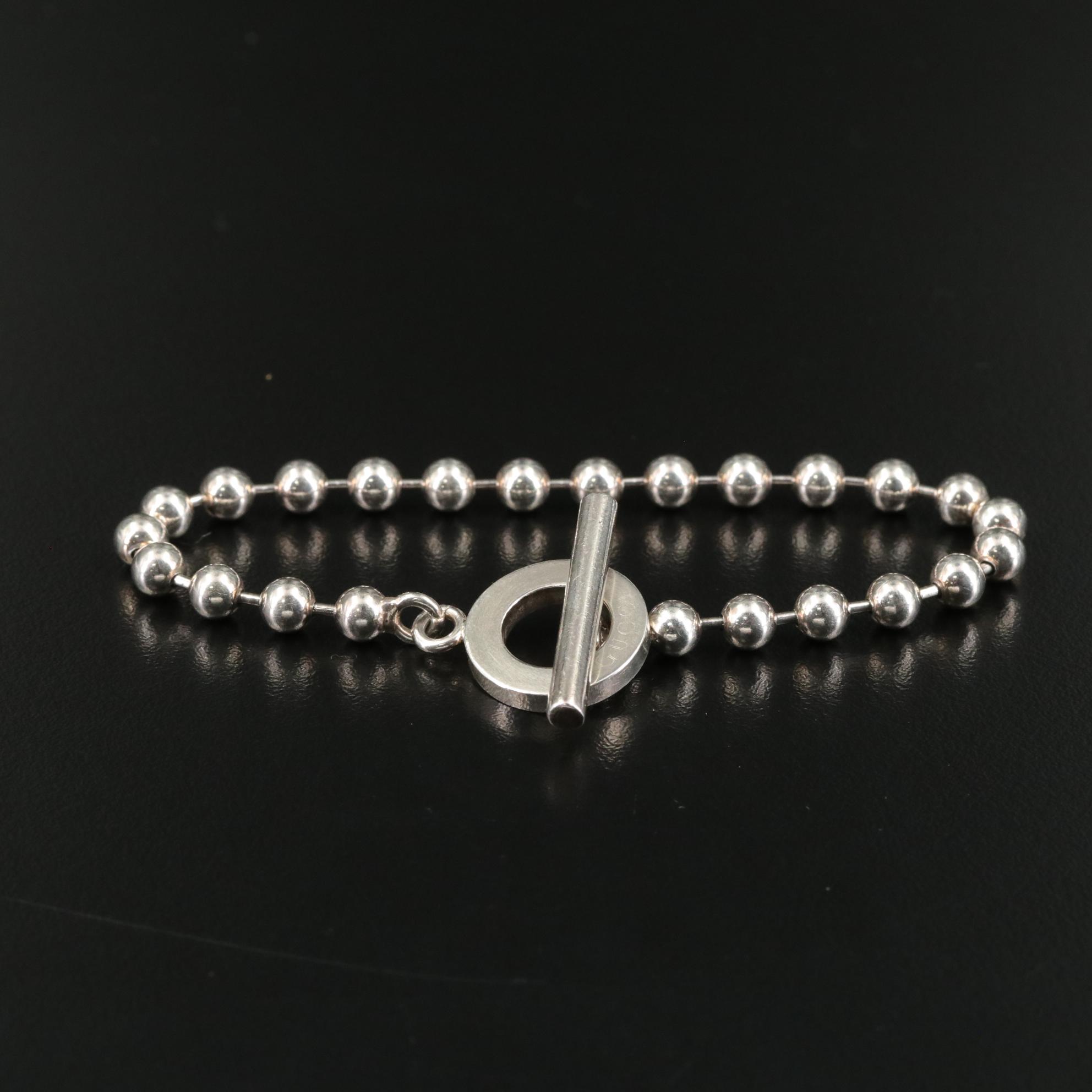 Gucci Sterling Boule Beaded Toggle Bracelet