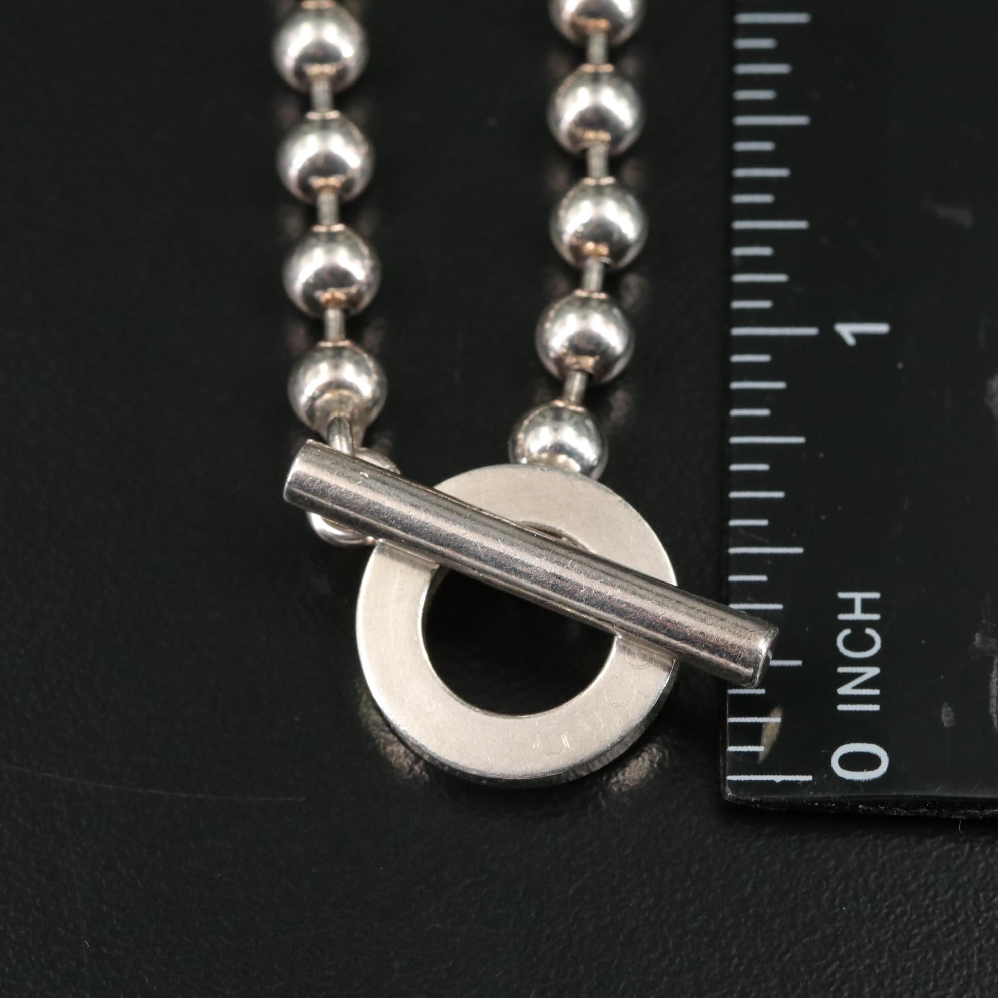 Gucci Sterling Boule Beaded Toggle Bracelet