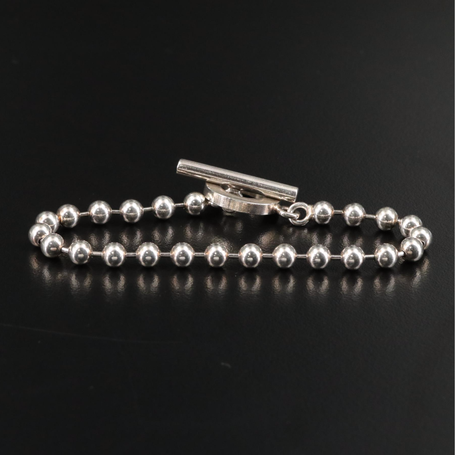 Gucci Sterling Boule Beaded Toggle Bracelet