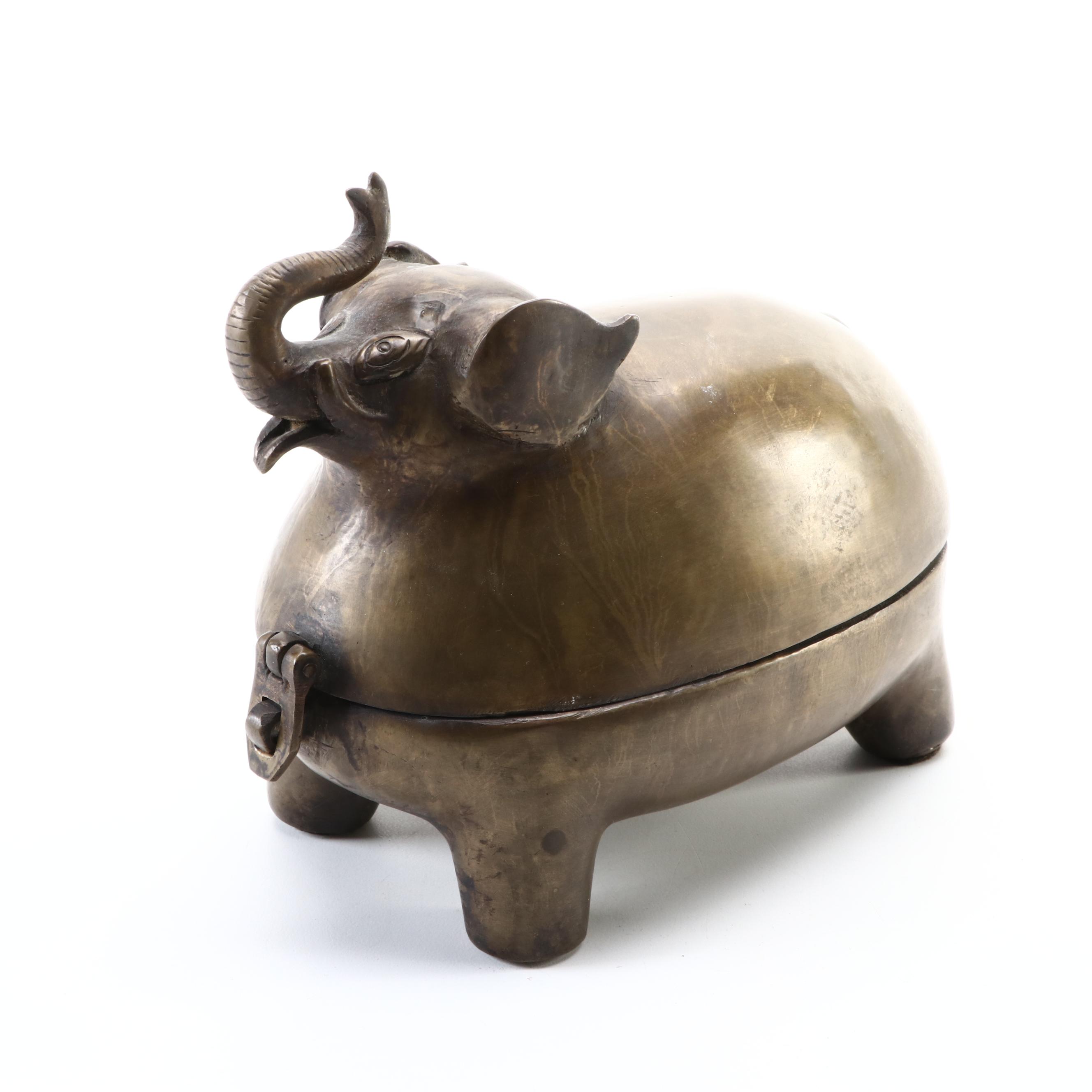 Brass Elephant Shaped Box, 20th Century