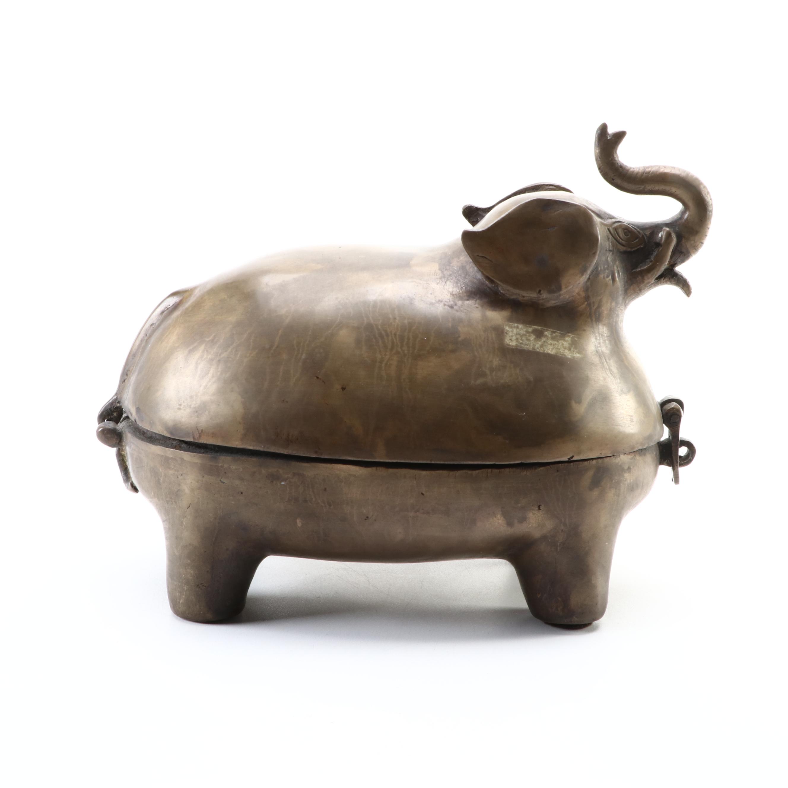 Brass Elephant Shaped Box, 20th Century