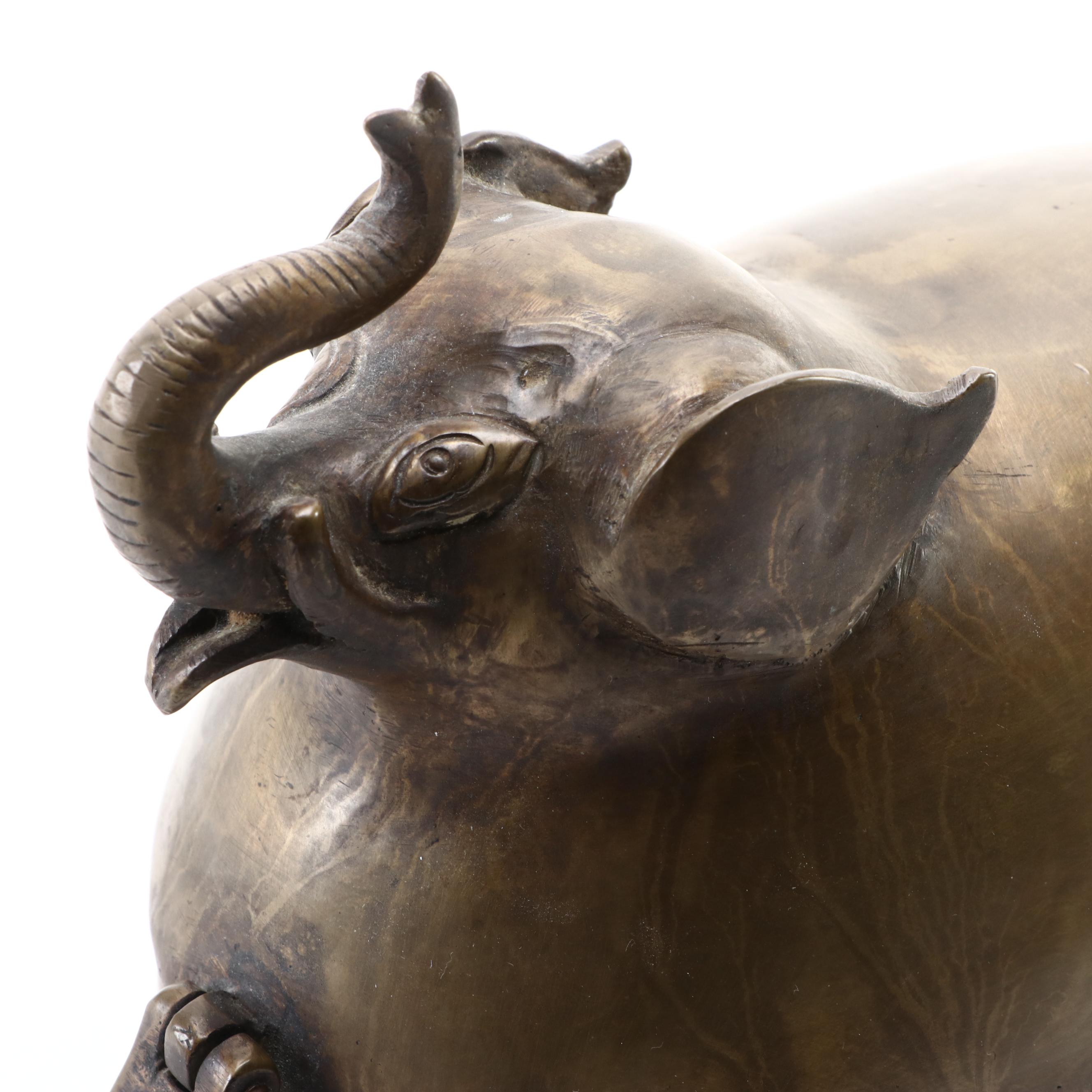 Brass Elephant Shaped Box, 20th Century