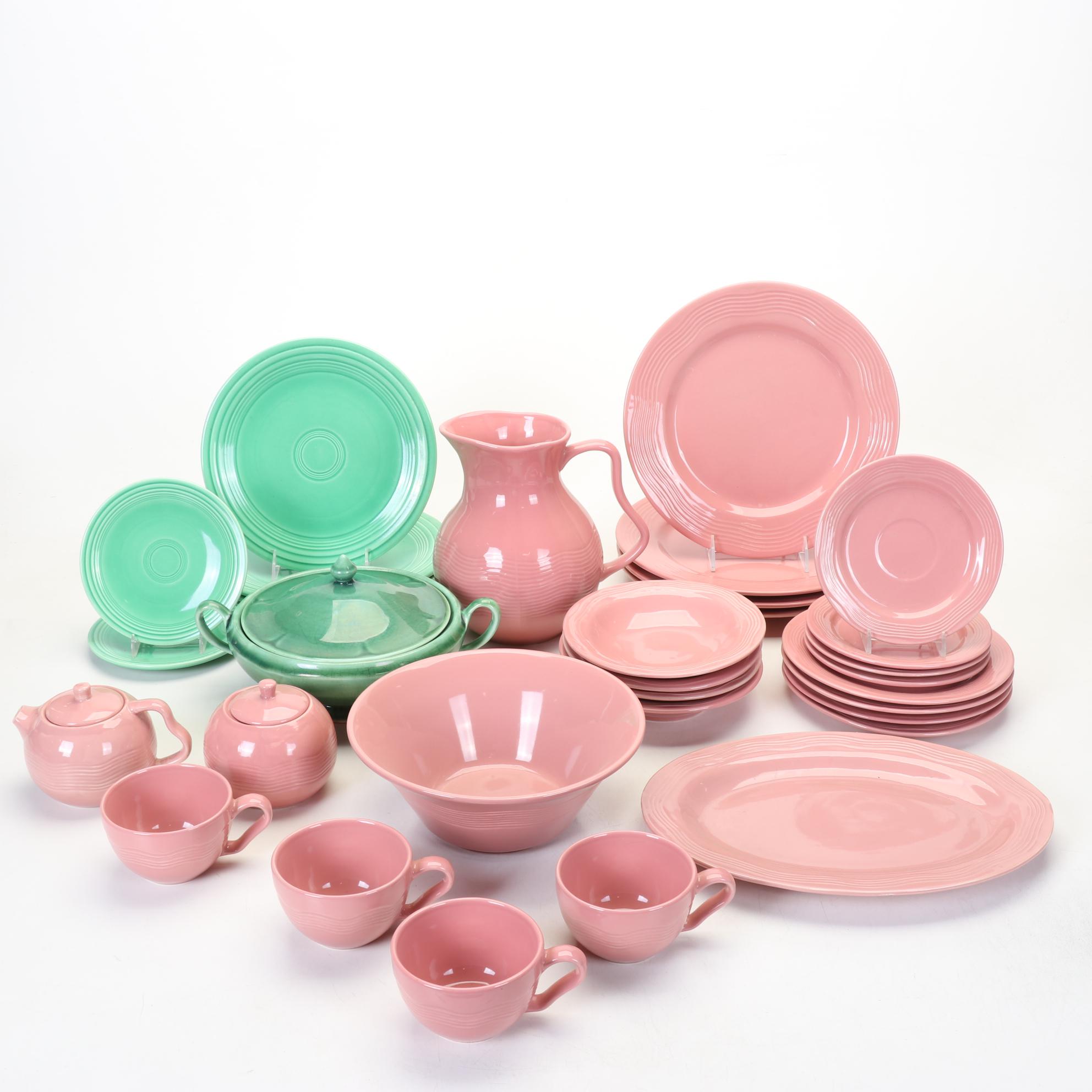Culinary Pro Dusty Rose and Original Green Fiestaware Dinnerware With Casserole