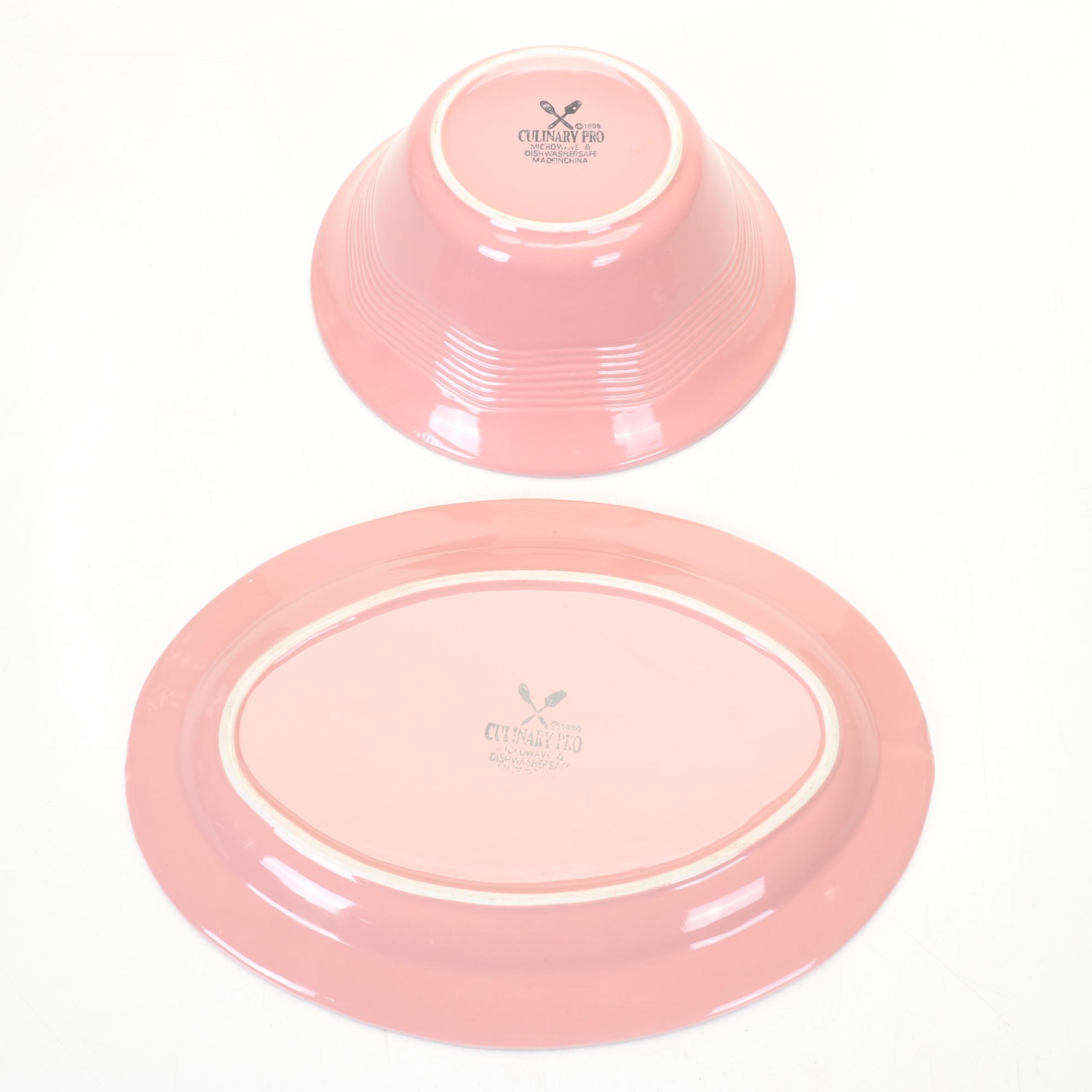 Culinary Pro Dusty Rose and Original Green Fiestaware Dinnerware With Casserole