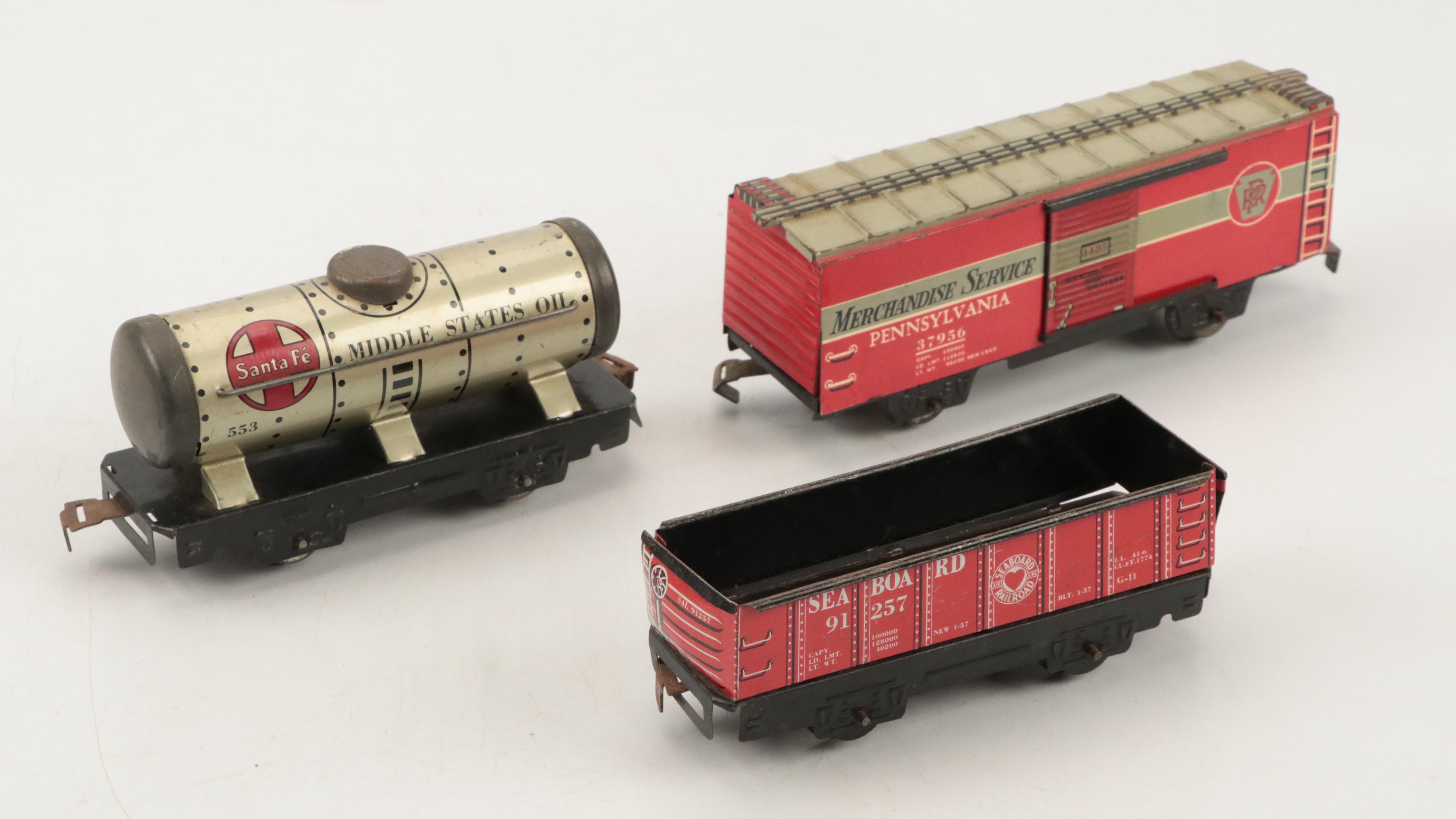 Louis Marx & Co. Train Transformer with O Scale and Other Train Cars
