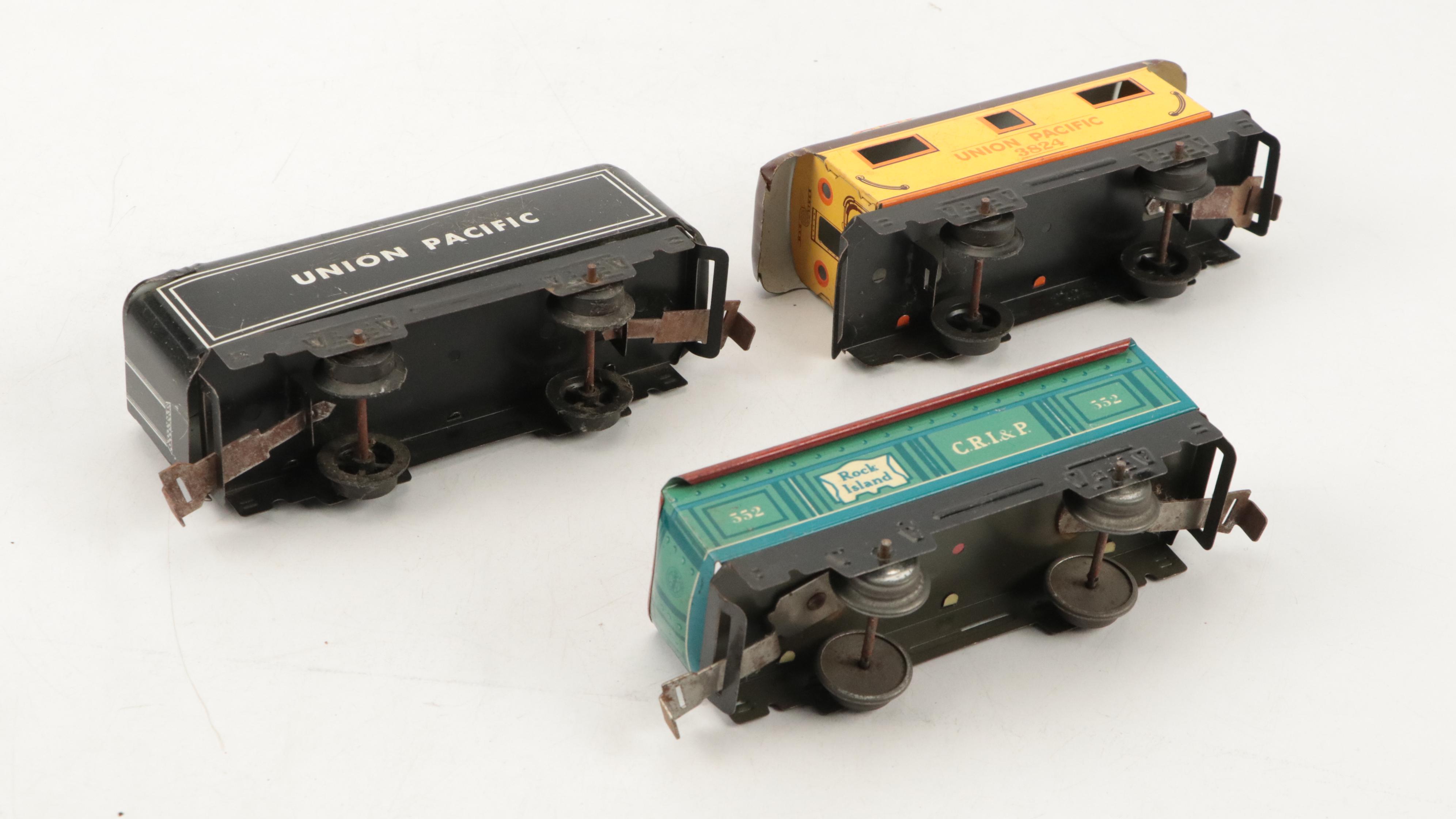 Louis Marx & Co. Train Transformer with O Scale and Other Train Cars