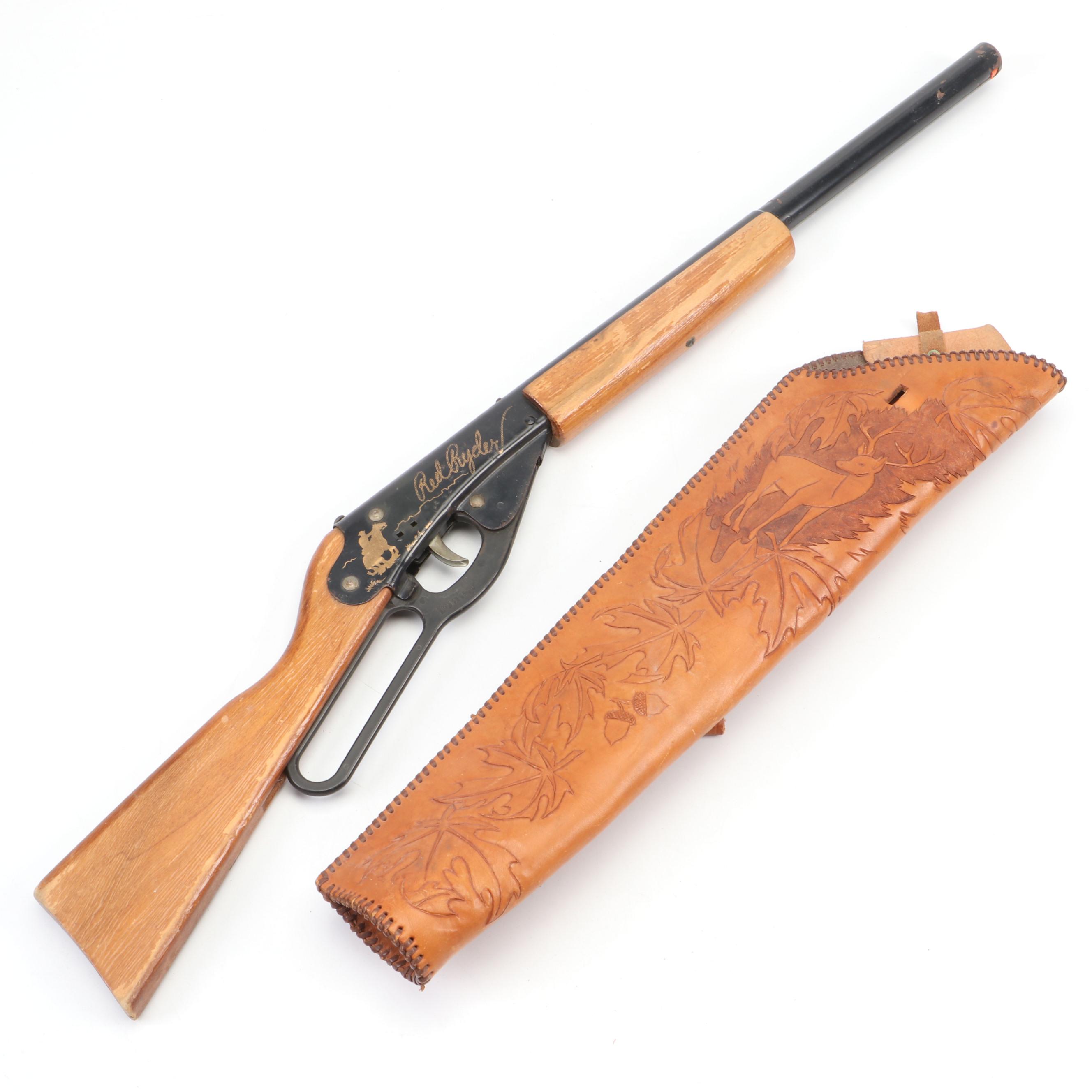 Daisy "Red Ryder" Pellet Gun with Tooled Leather Gun Sleeve