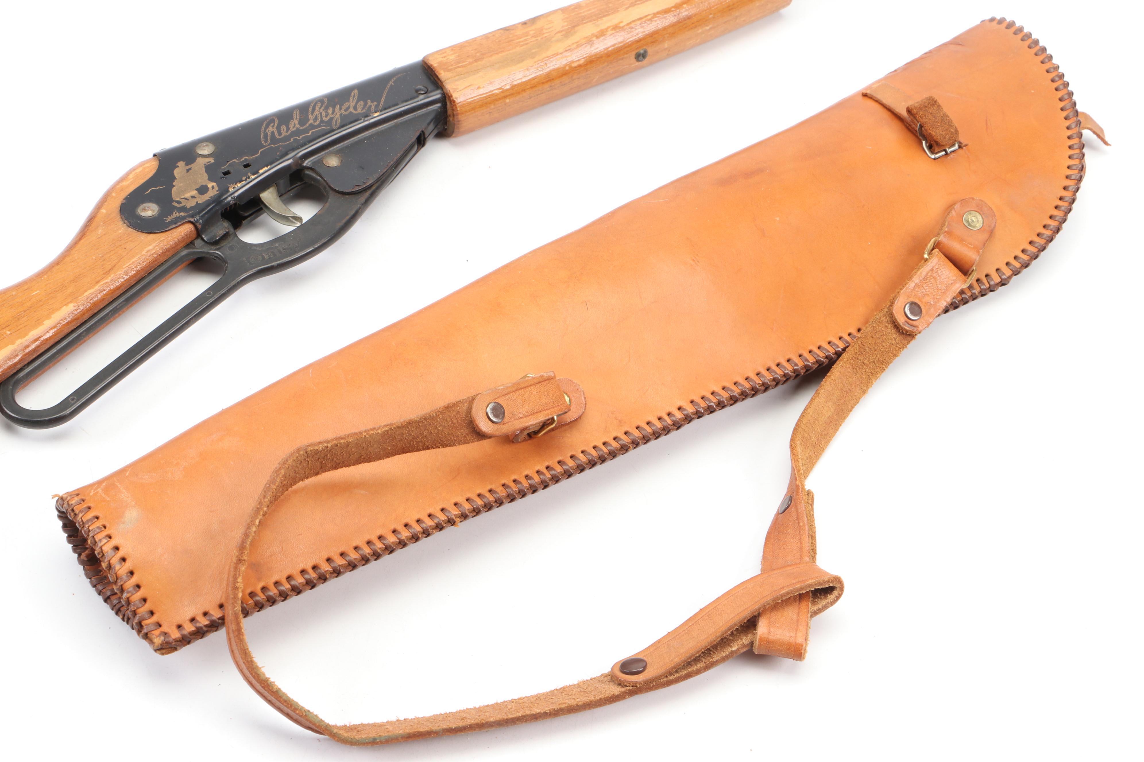 Daisy "Red Ryder" Pellet Gun with Tooled Leather Gun Sleeve