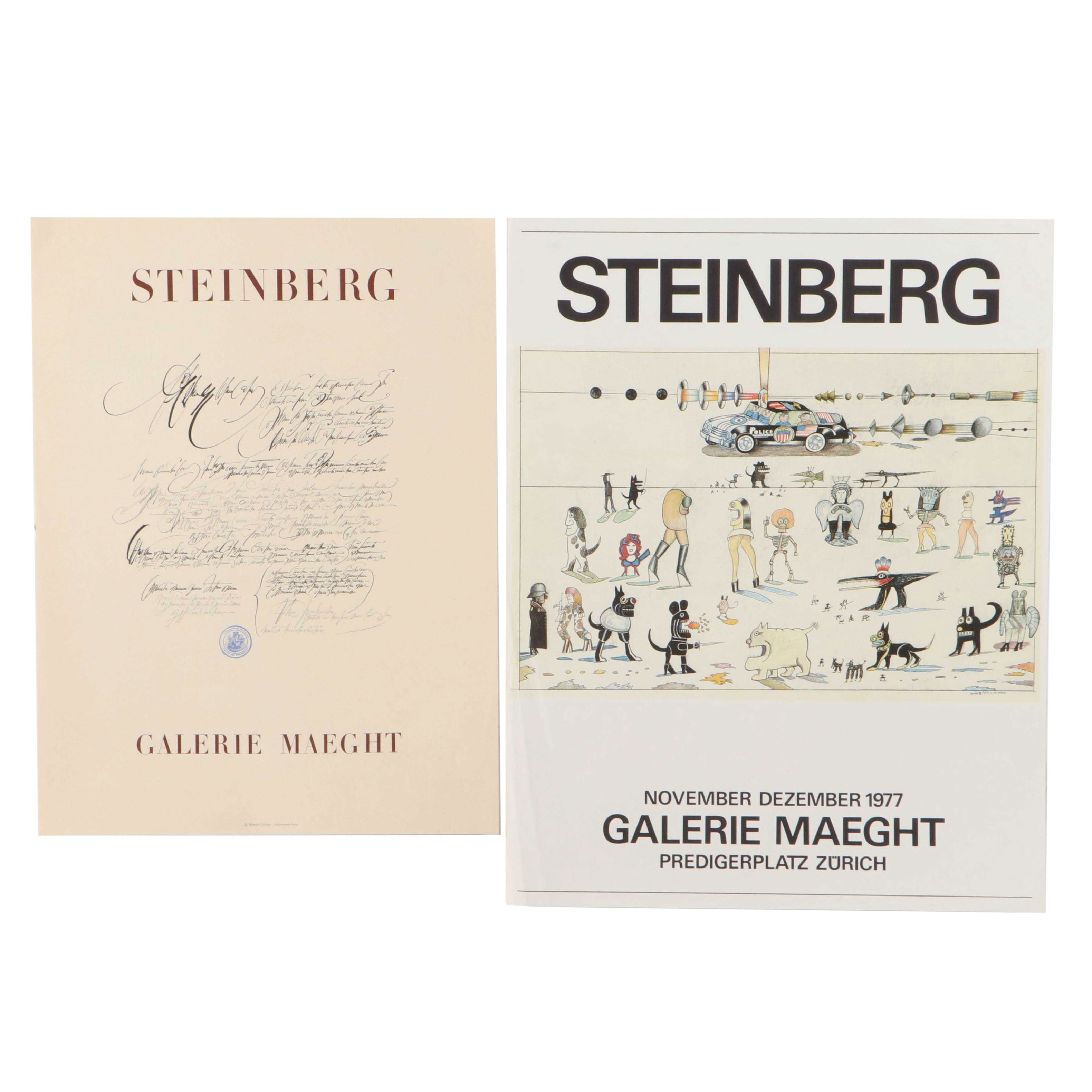 Saul Steinberg Galerie Maeght Exhibition Posters, 1970s