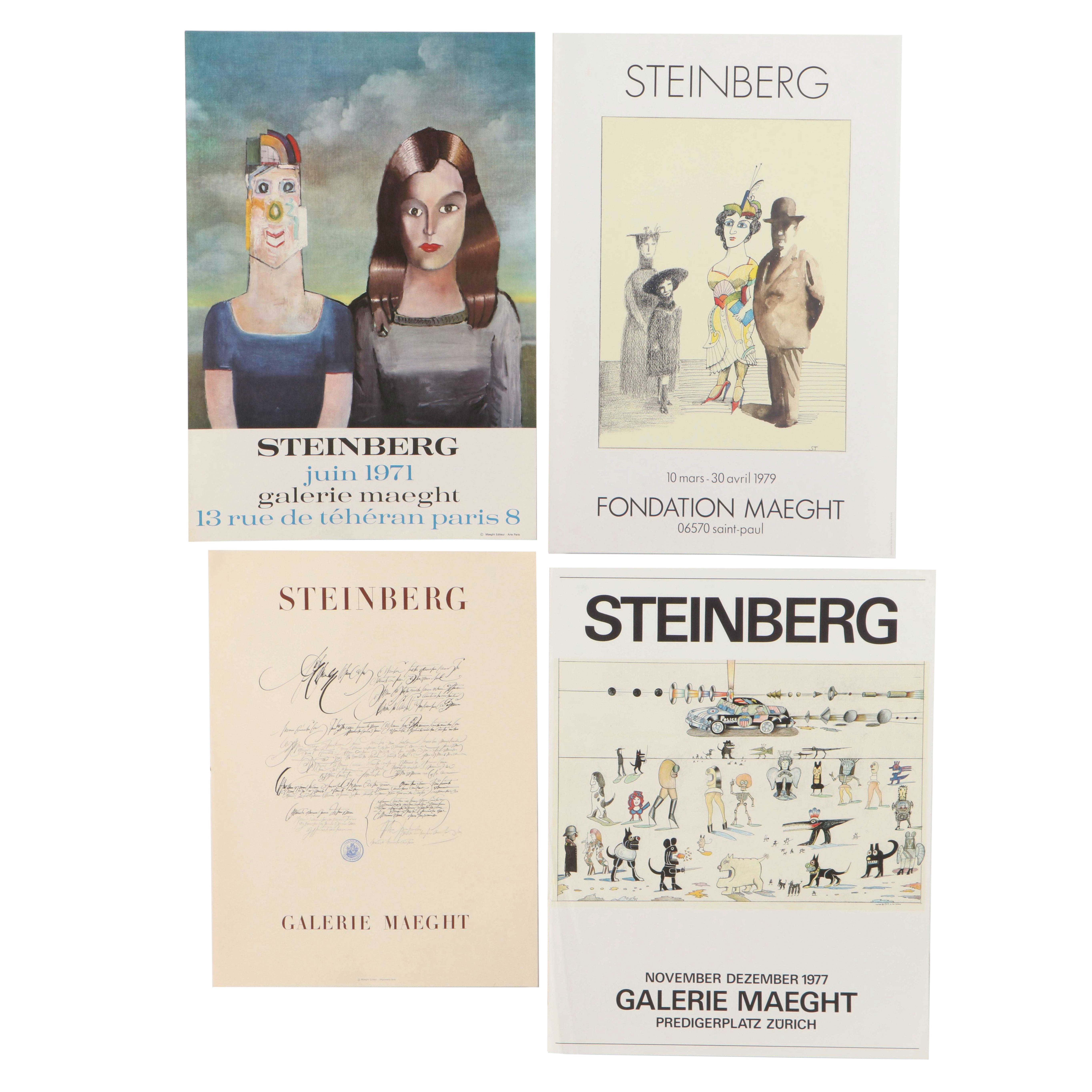 Saul Steinberg Galerie Maeght Exhibition Posters, 1970s