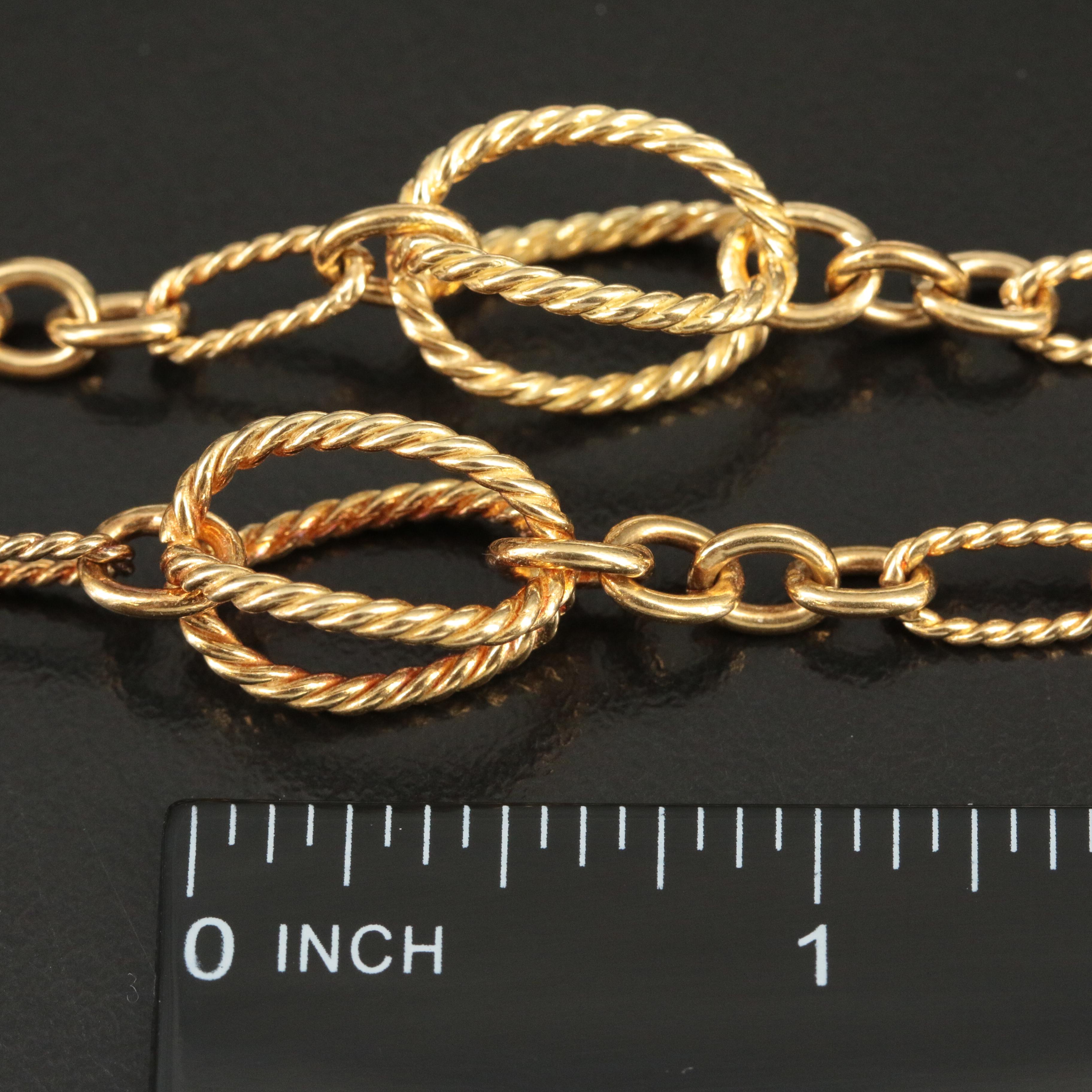 David Yurman 18K Oval Cage Station Figaro Link Necklace