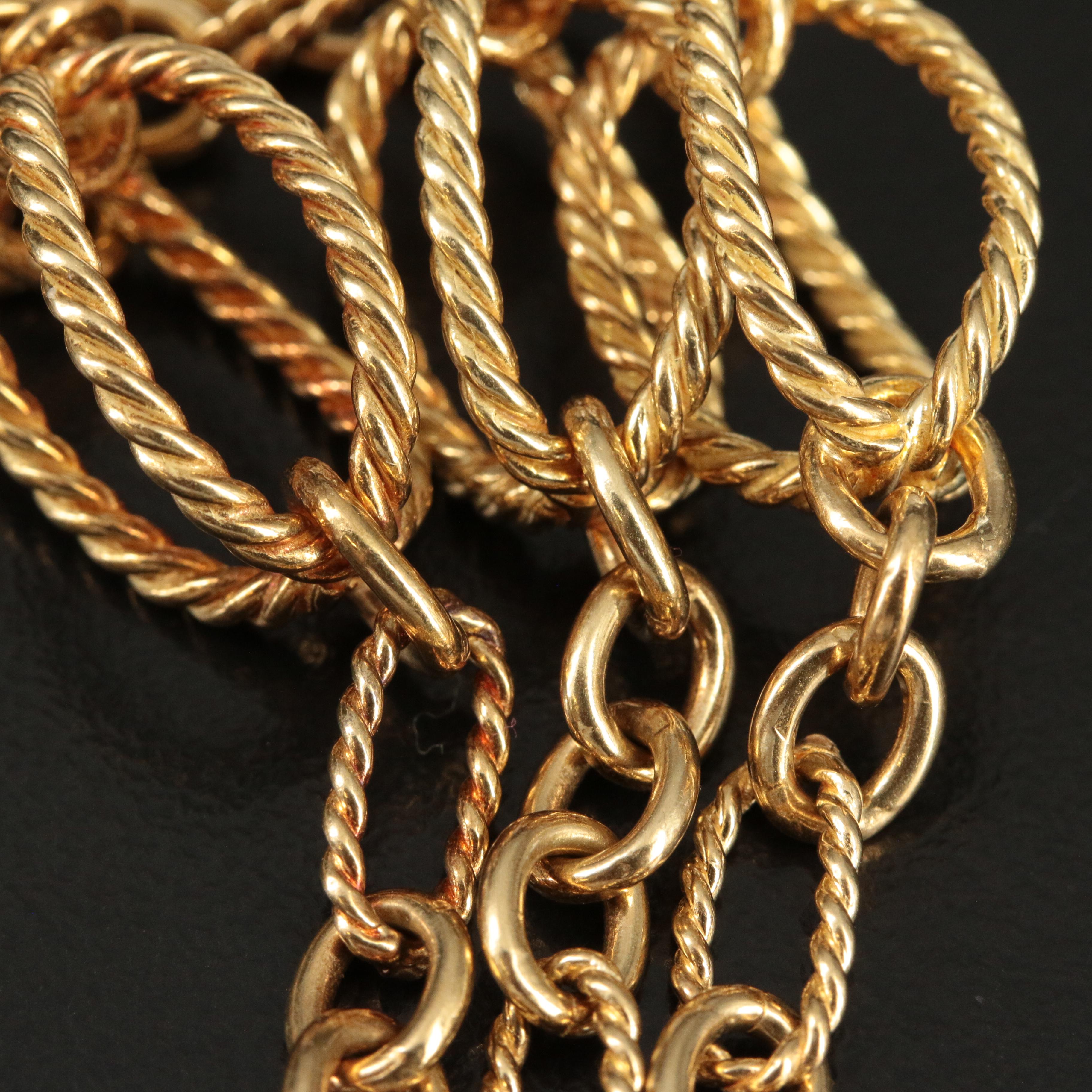 David Yurman 18K Oval Cage Station Figaro Link Necklace