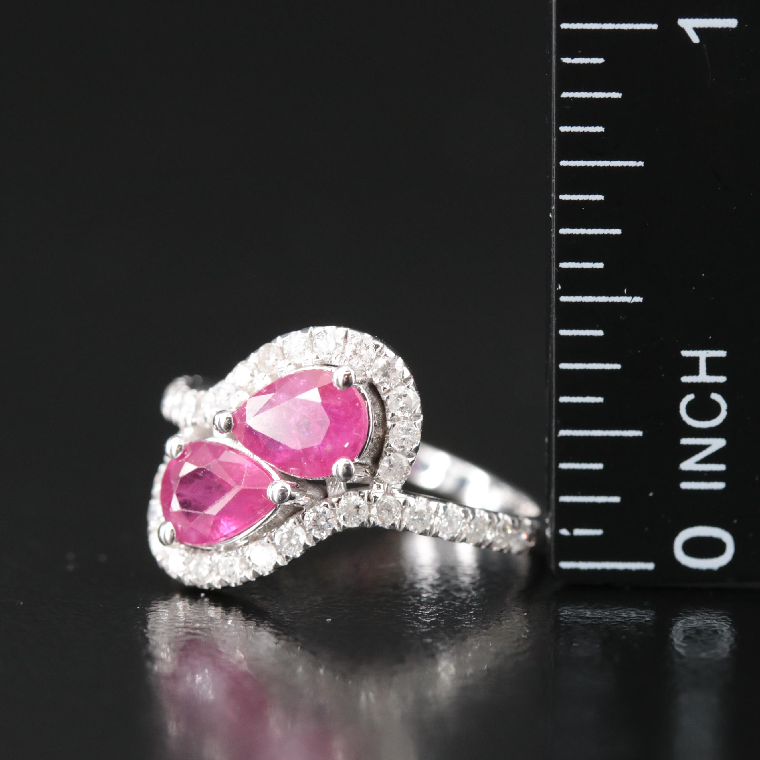 14K Ruby and Diamond Bypass Ring