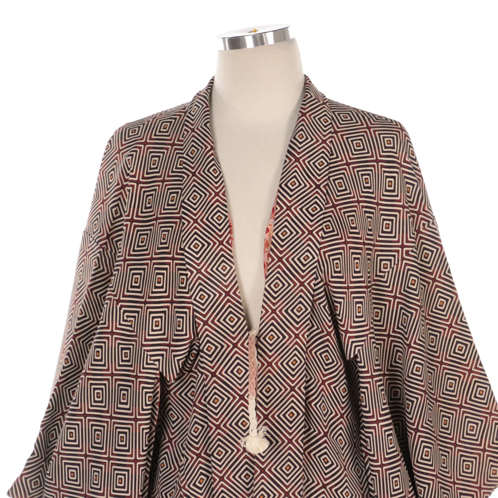 Abstract Floral and Hishi Pattern Haori