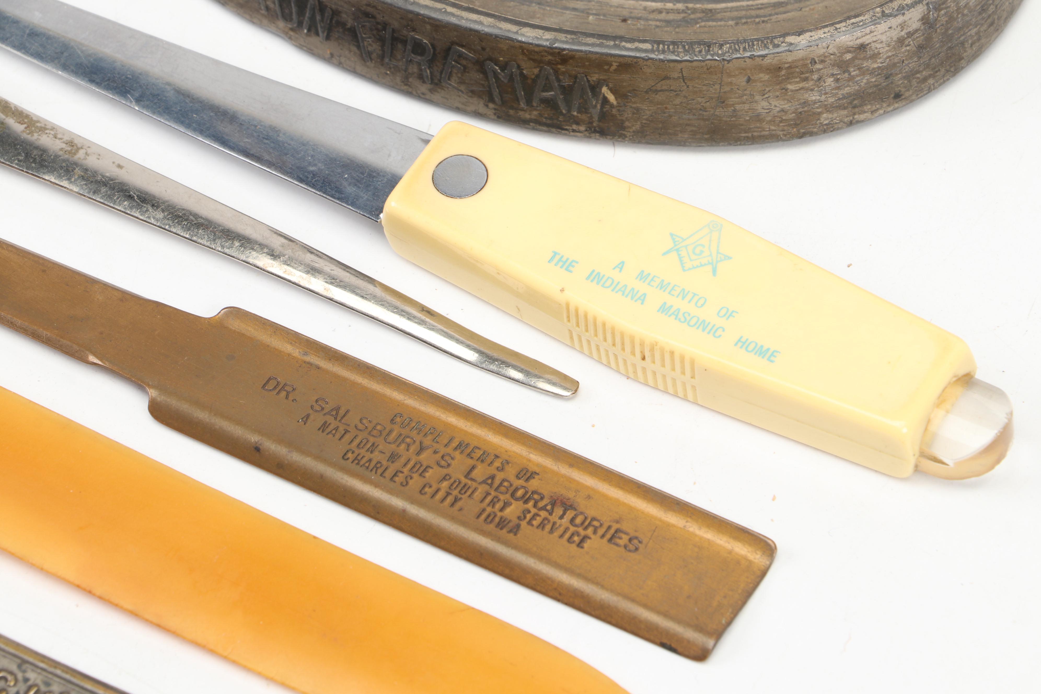 Art Deco Style Robot Fireman Double Ash Tray with Other Office Accessories