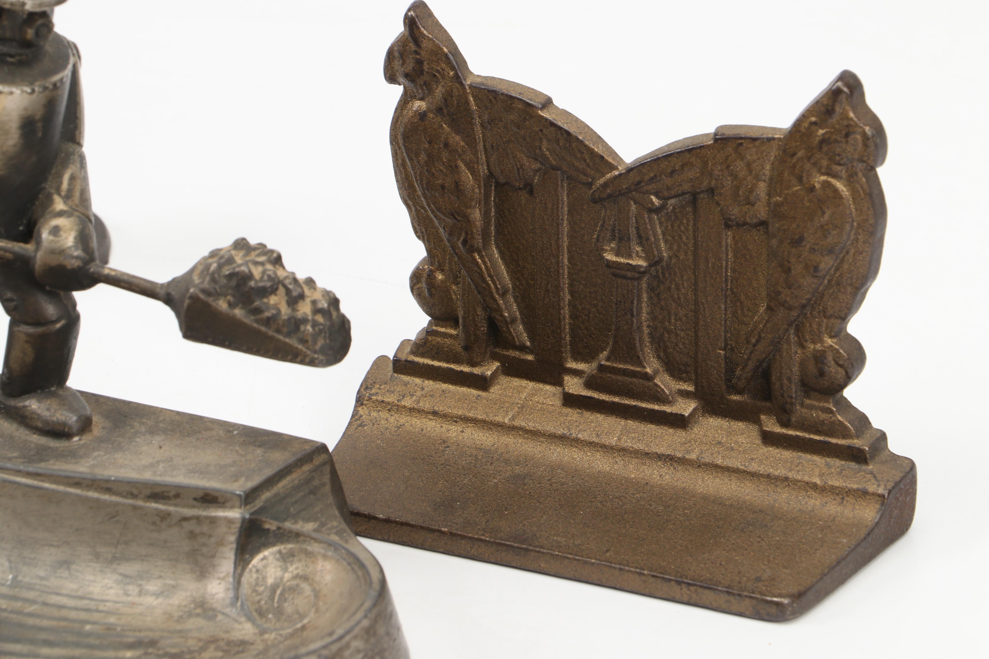 Art Deco Style Robot Fireman Double Ash Tray with Other Office Accessories