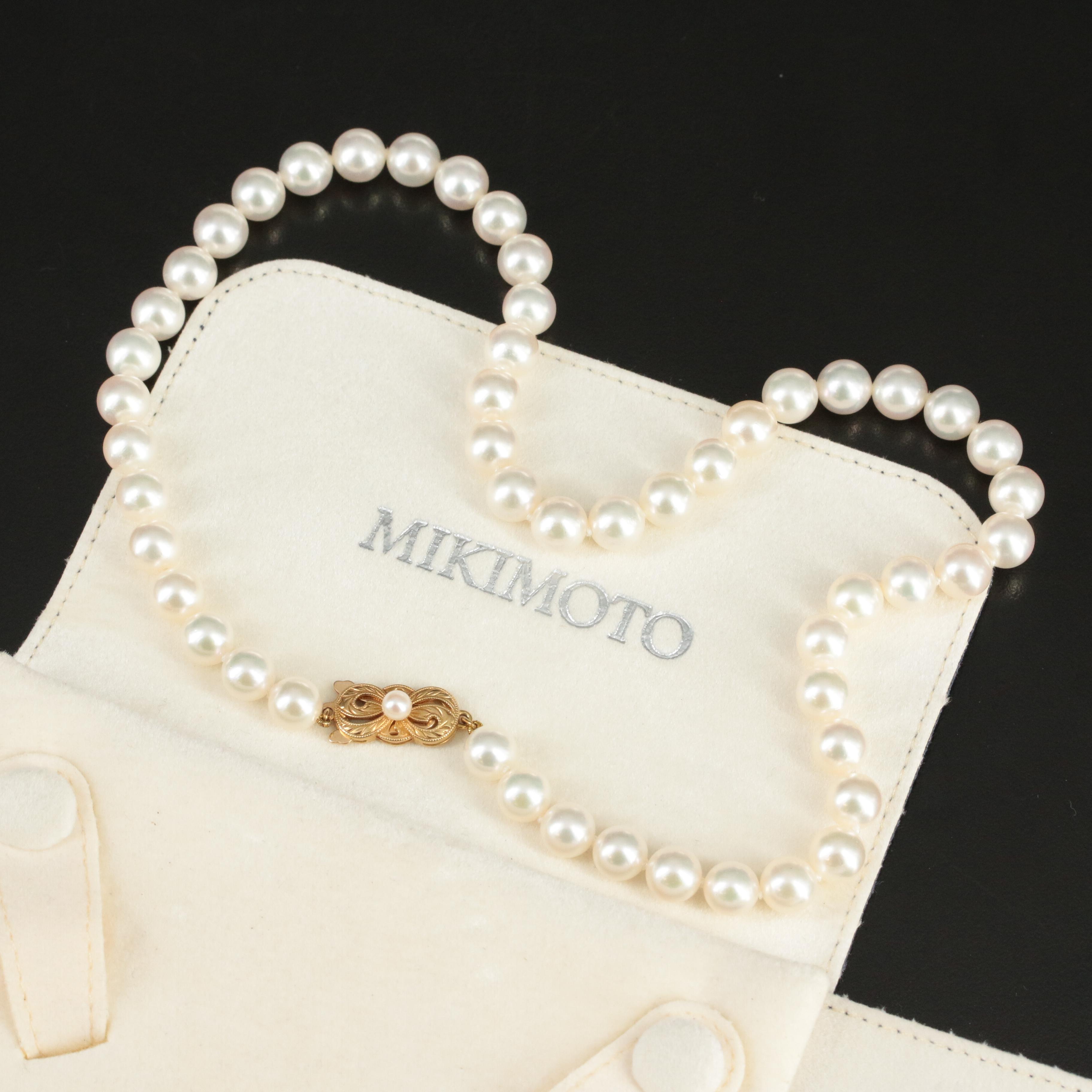 Mikimoto Pearl Necklace with 18K Clasp
