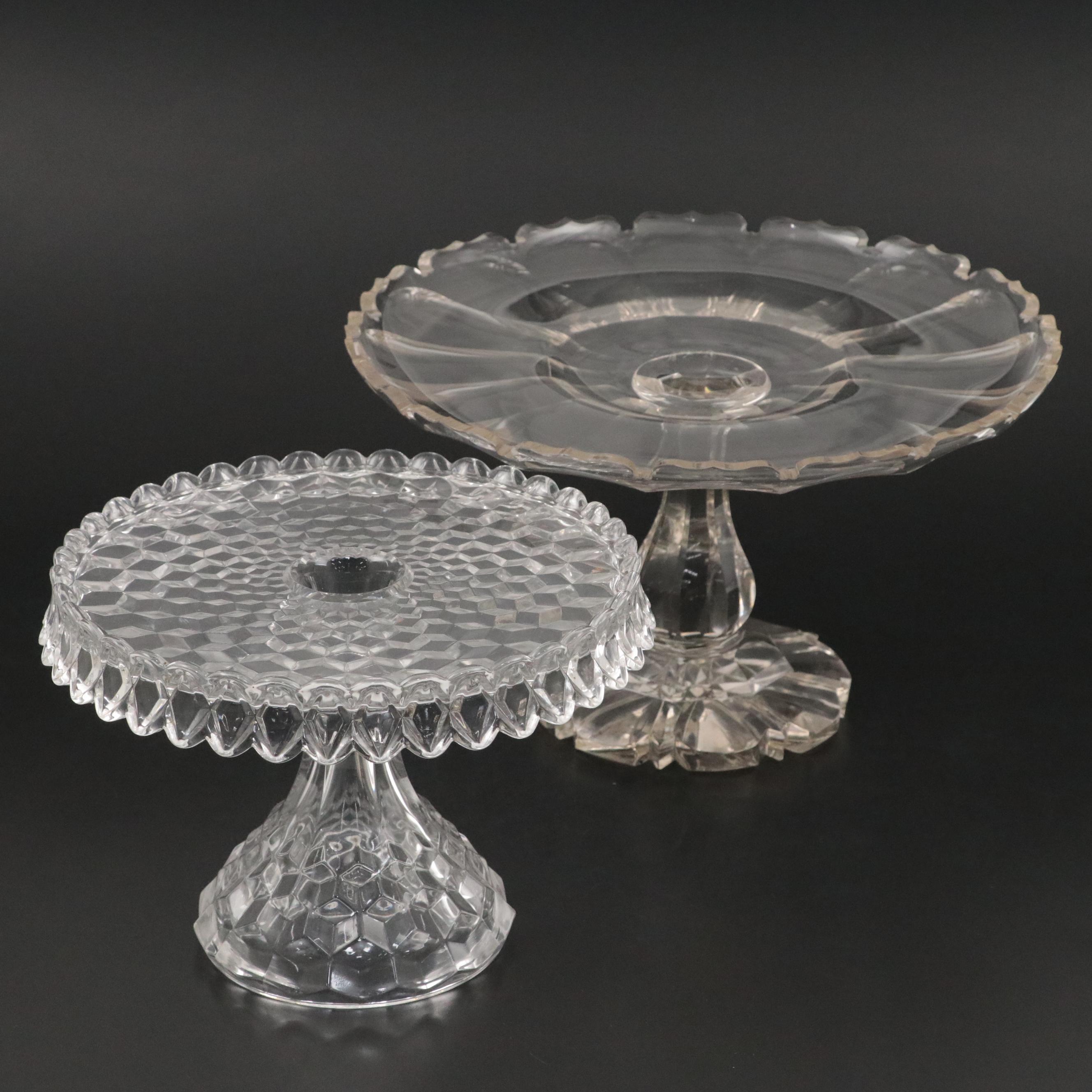 Fostoria "American" Old Round Cake Stand and Other Glass Cake Stand